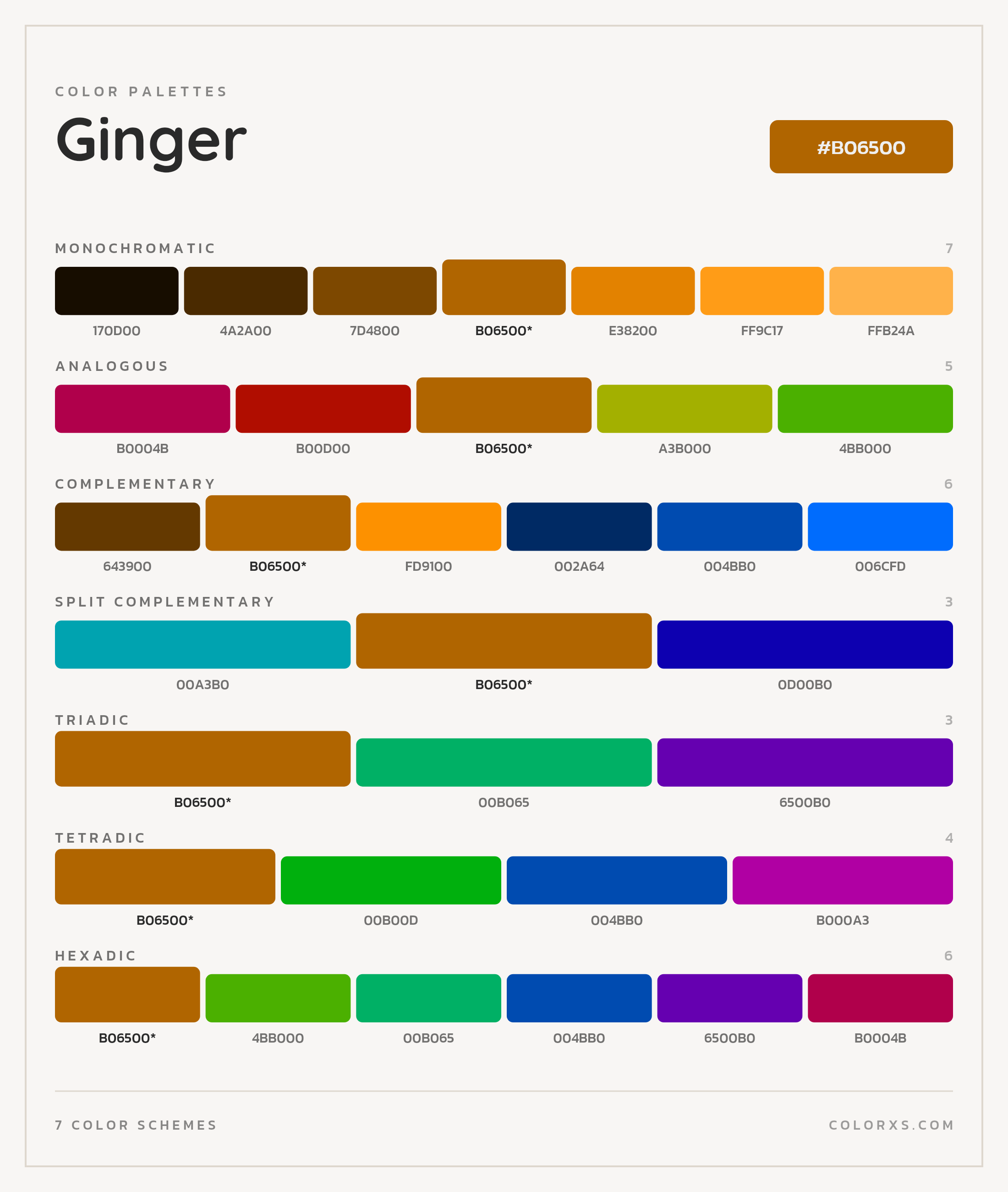 Ginger Color Scheme Palettes