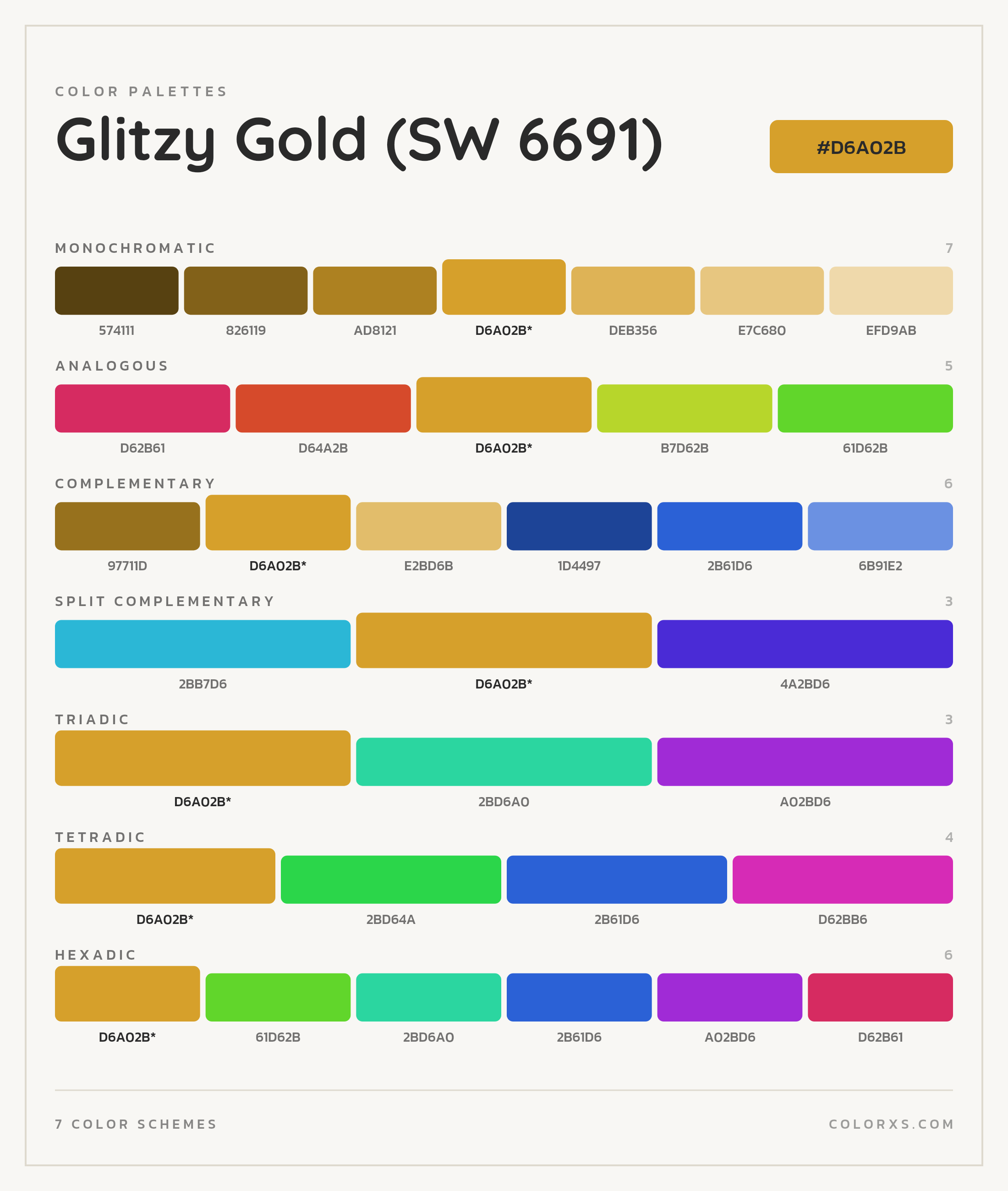 Glitzy Gold (SW 6691) Color Scheme Palettes