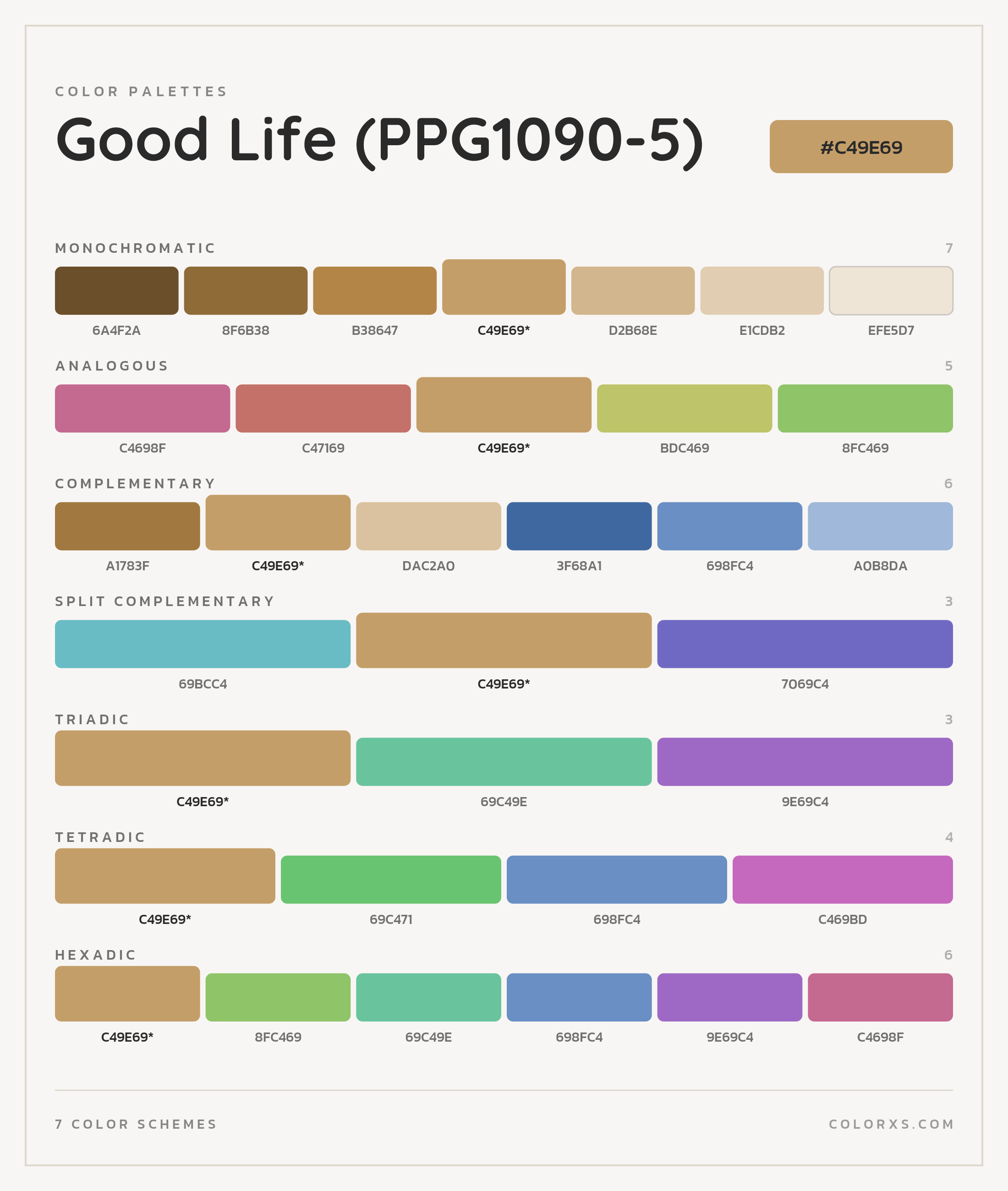 Good Life (PPG1090-5) Color Scheme Palettes