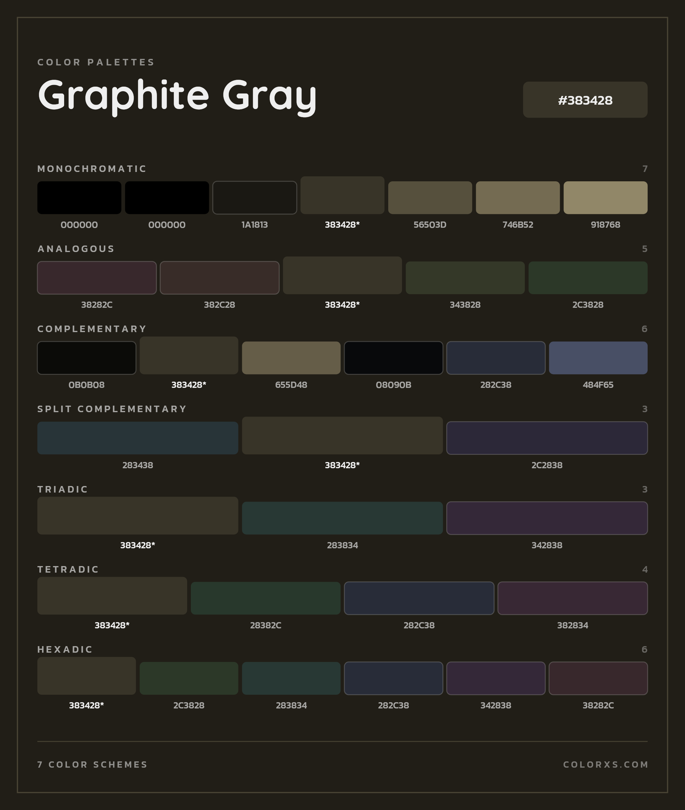 Graphite Gray Color Scheme Palettes
