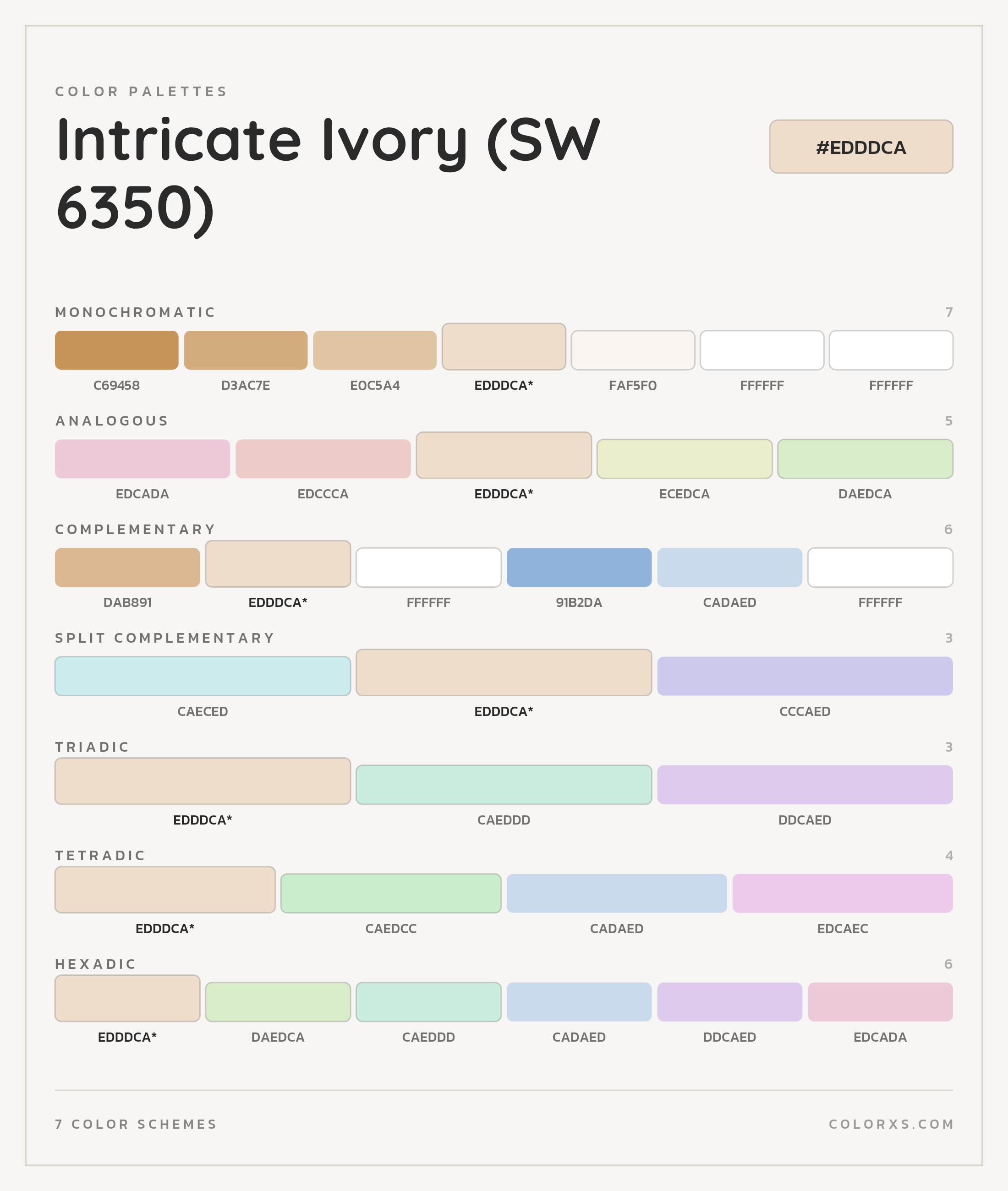 Intricate Ivory (SW 6350) Color Scheme Palettes