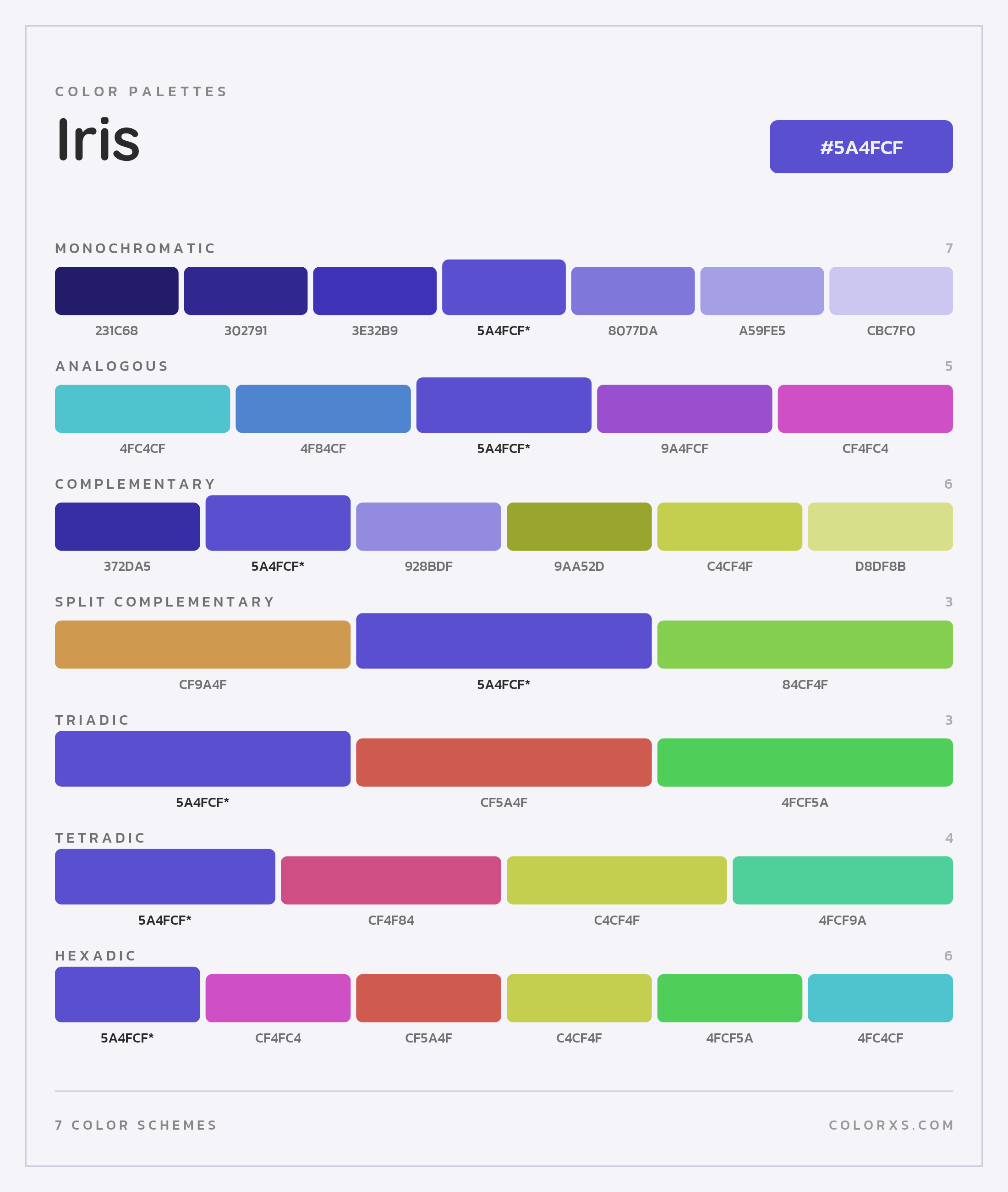 Iris Color Scheme Palettes