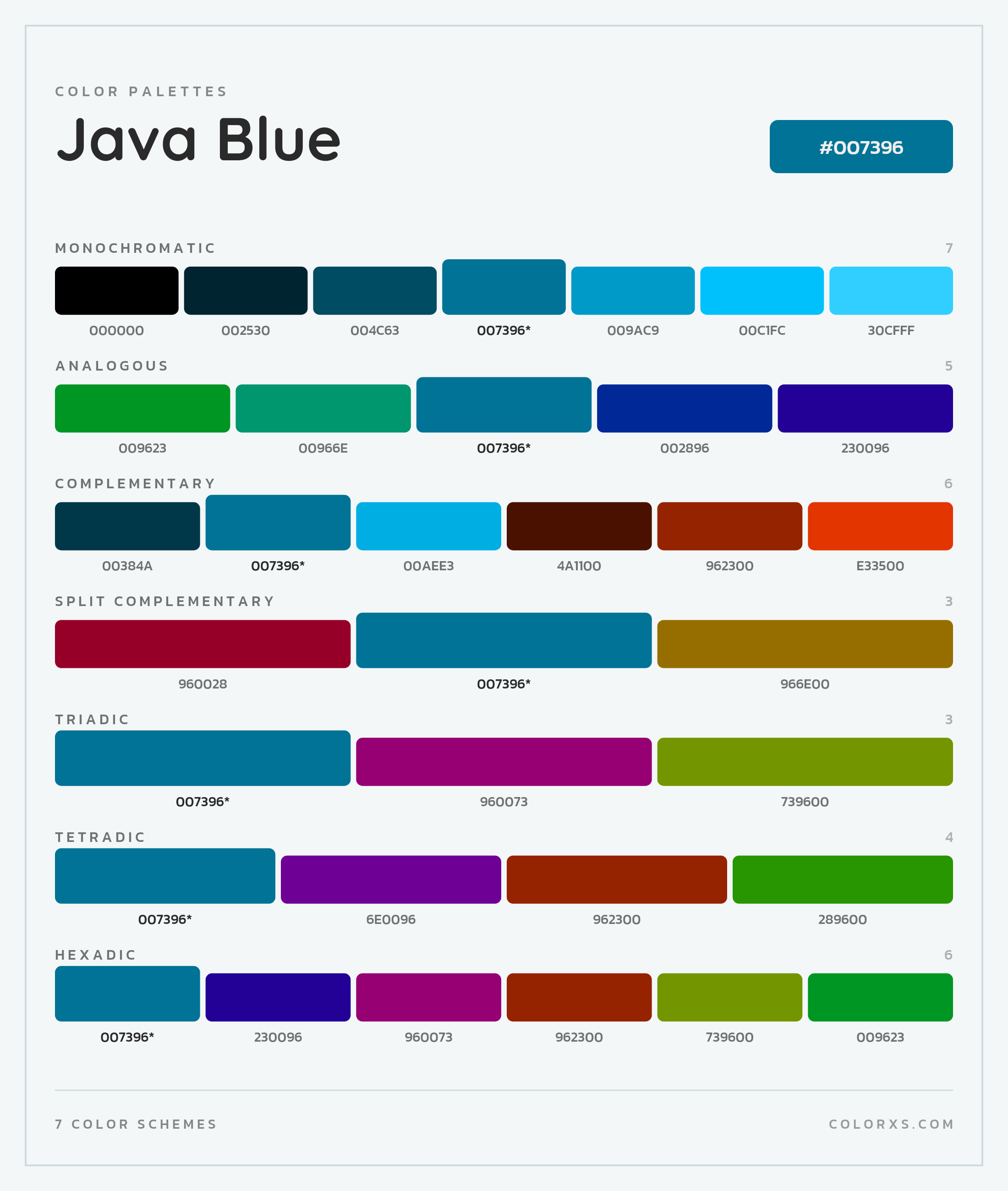 Java Blue Color Scheme Palettes