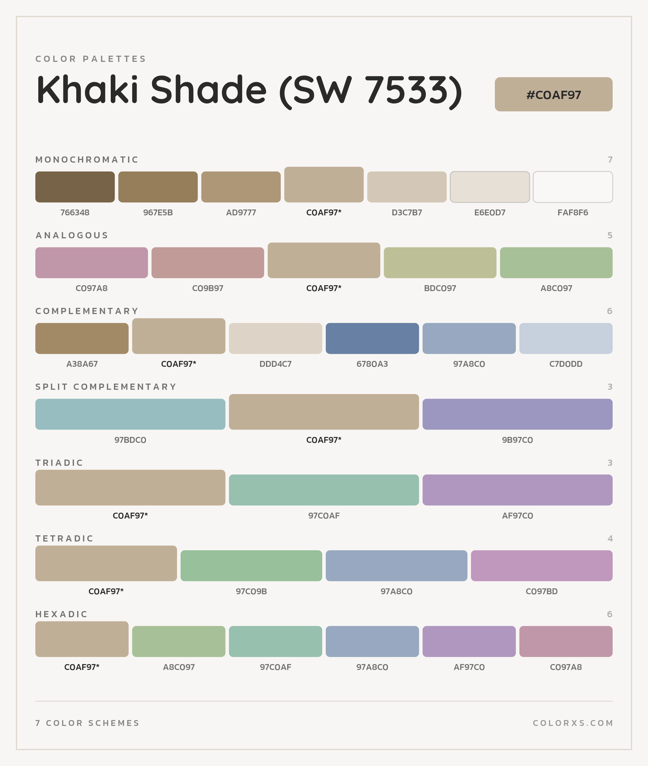 Khaki Shade (SW 7533) Color Scheme Palettes