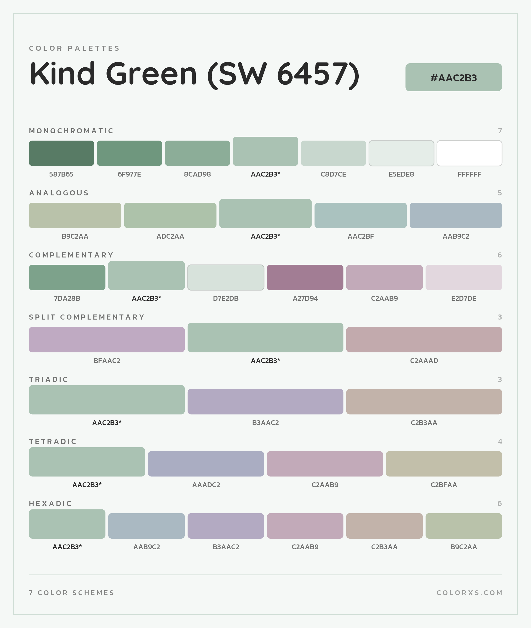 Kind Green (SW 6457) Color Scheme Palettes