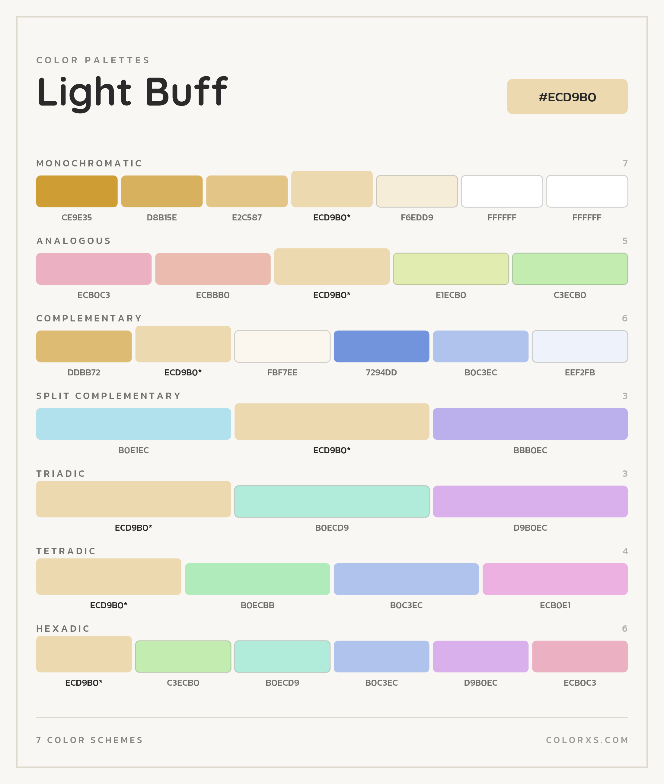 Light Buff Color Scheme Palettes