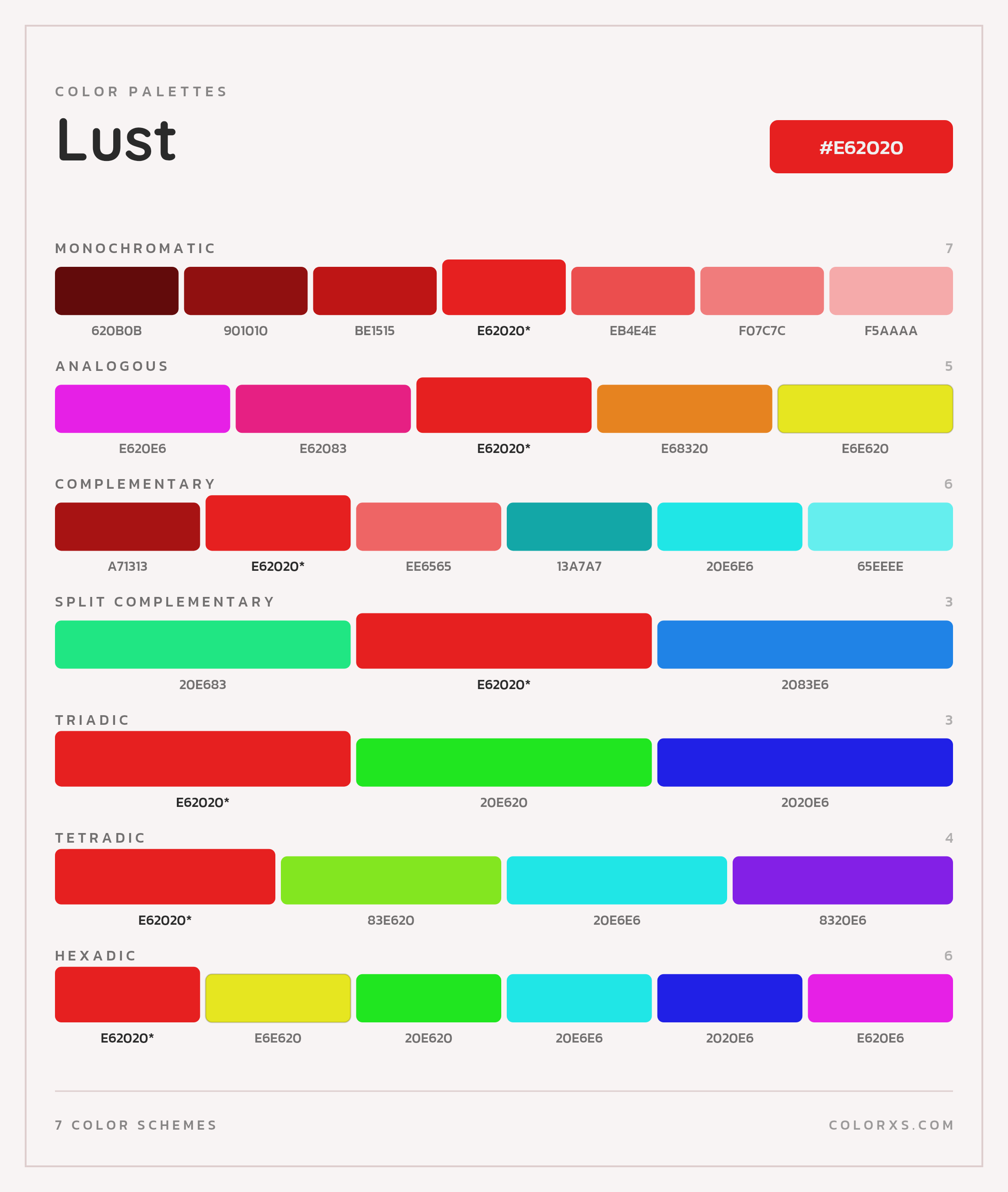 Lust Color Scheme Palettes