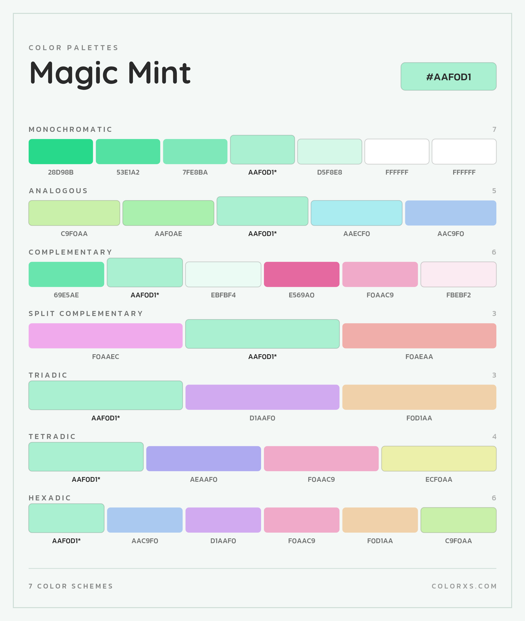 Magic Mint Color Scheme Palettes