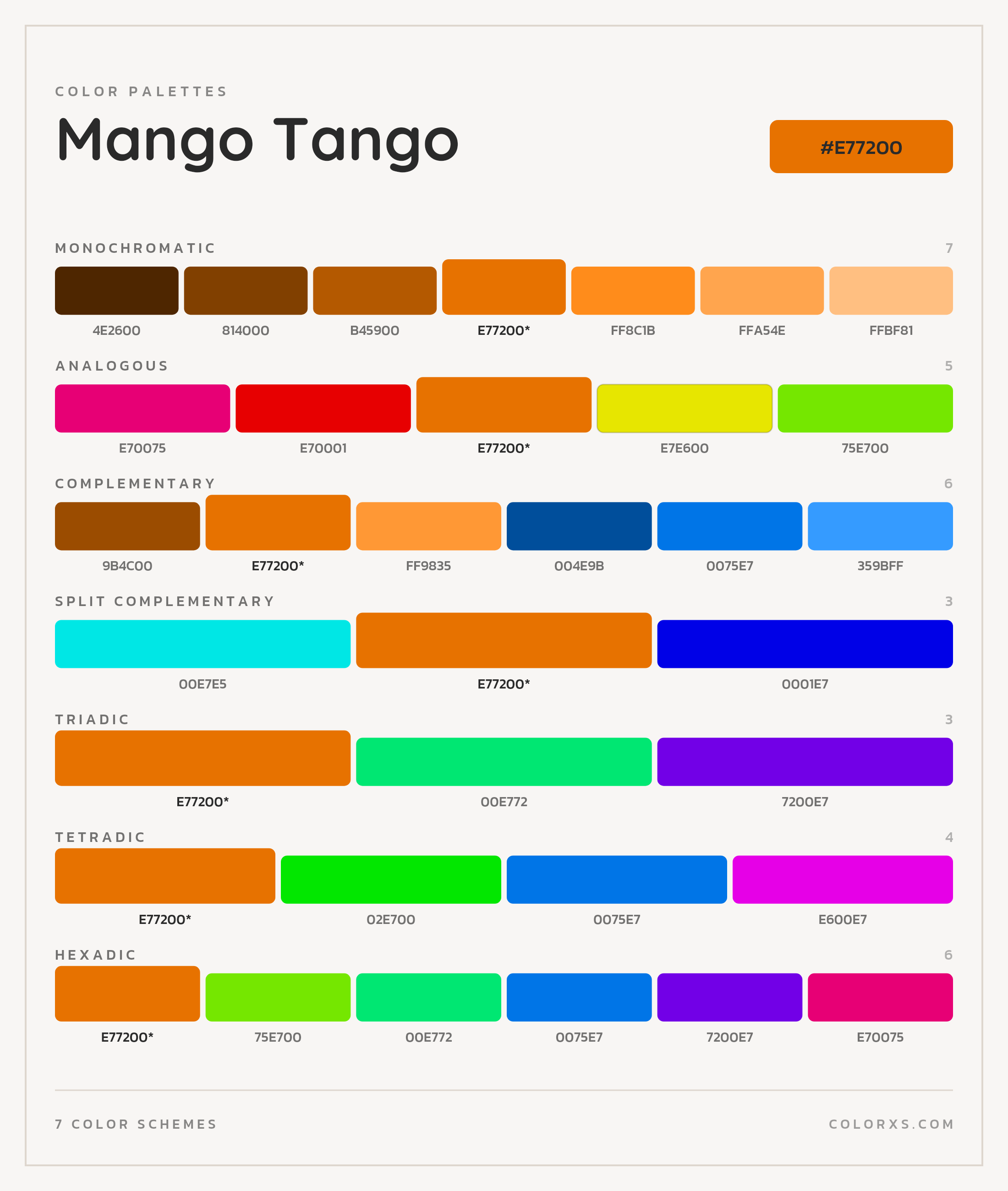 Mango Tango Color Scheme Palettes