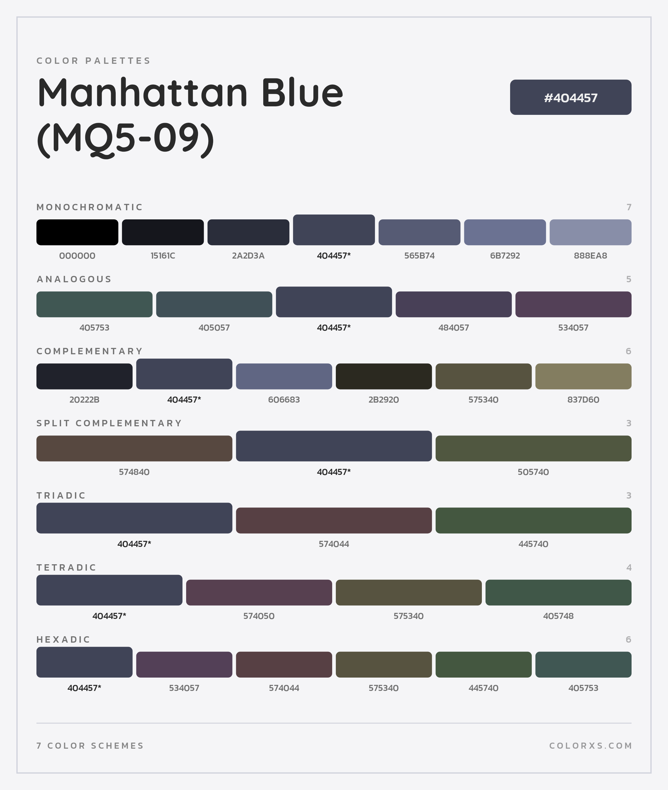 Manhattan Blue (MQ5-09) Color Scheme Palettes