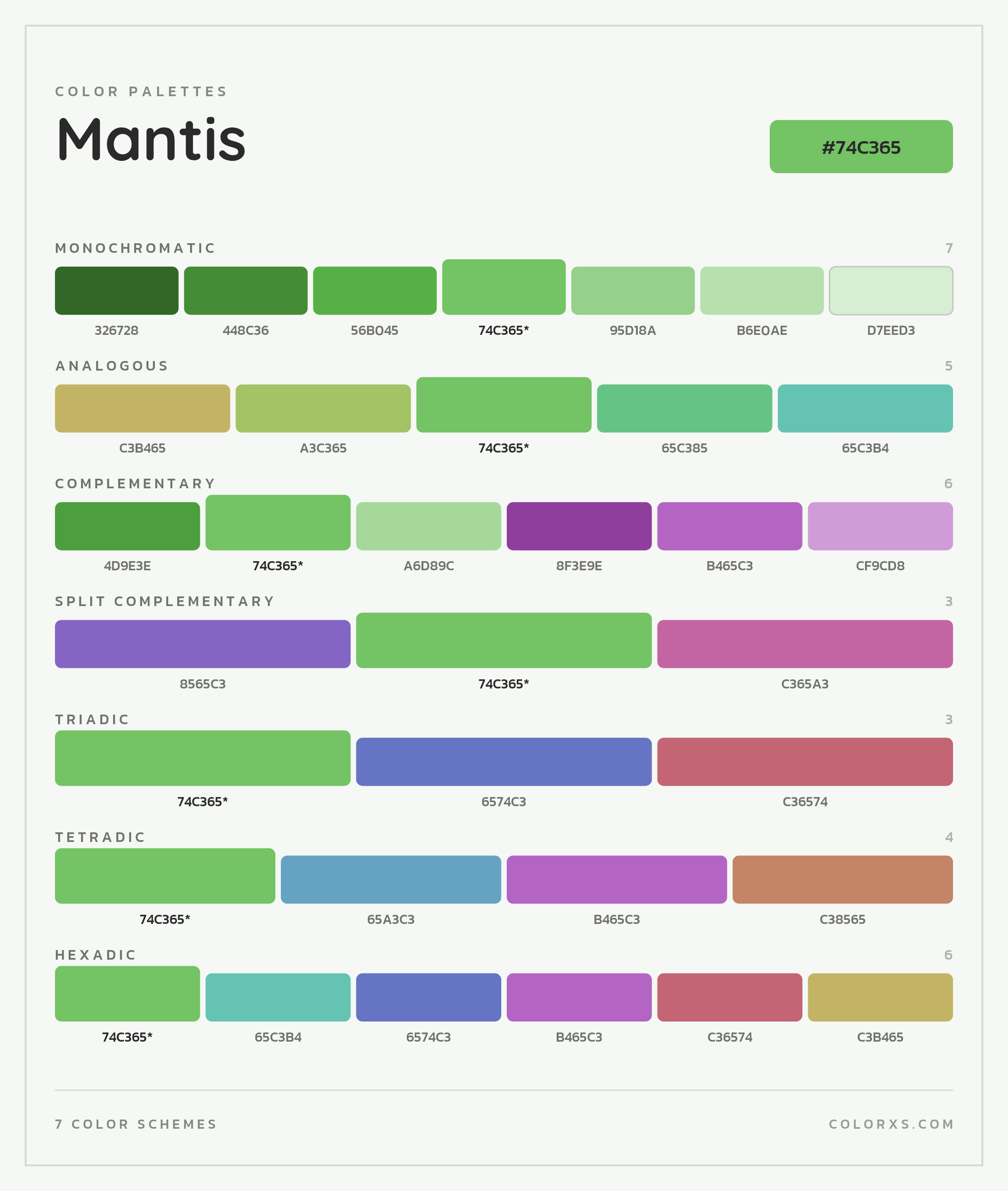 Mantis Color Scheme Palettes