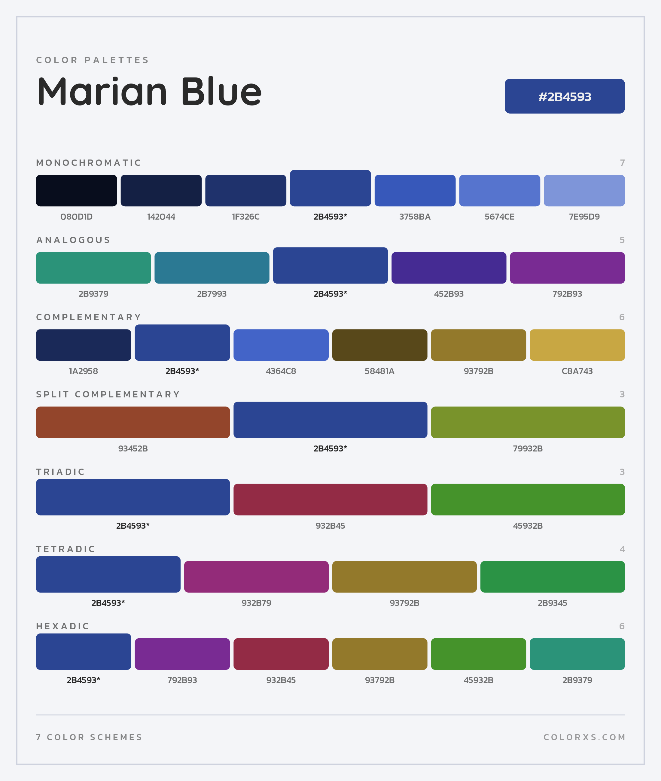 Marian Blue Color Scheme Palettes