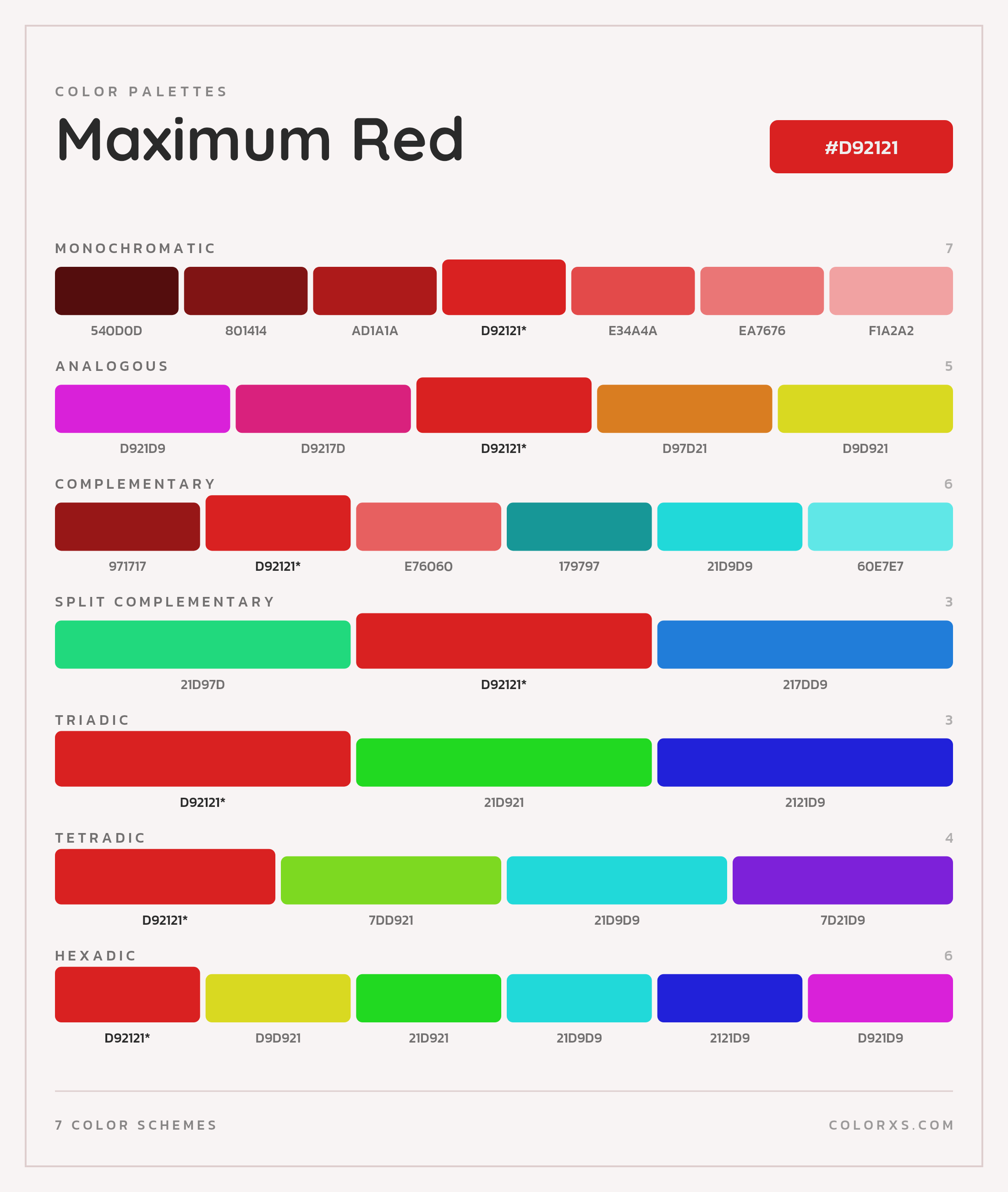 Maximum Red Color Scheme Palettes