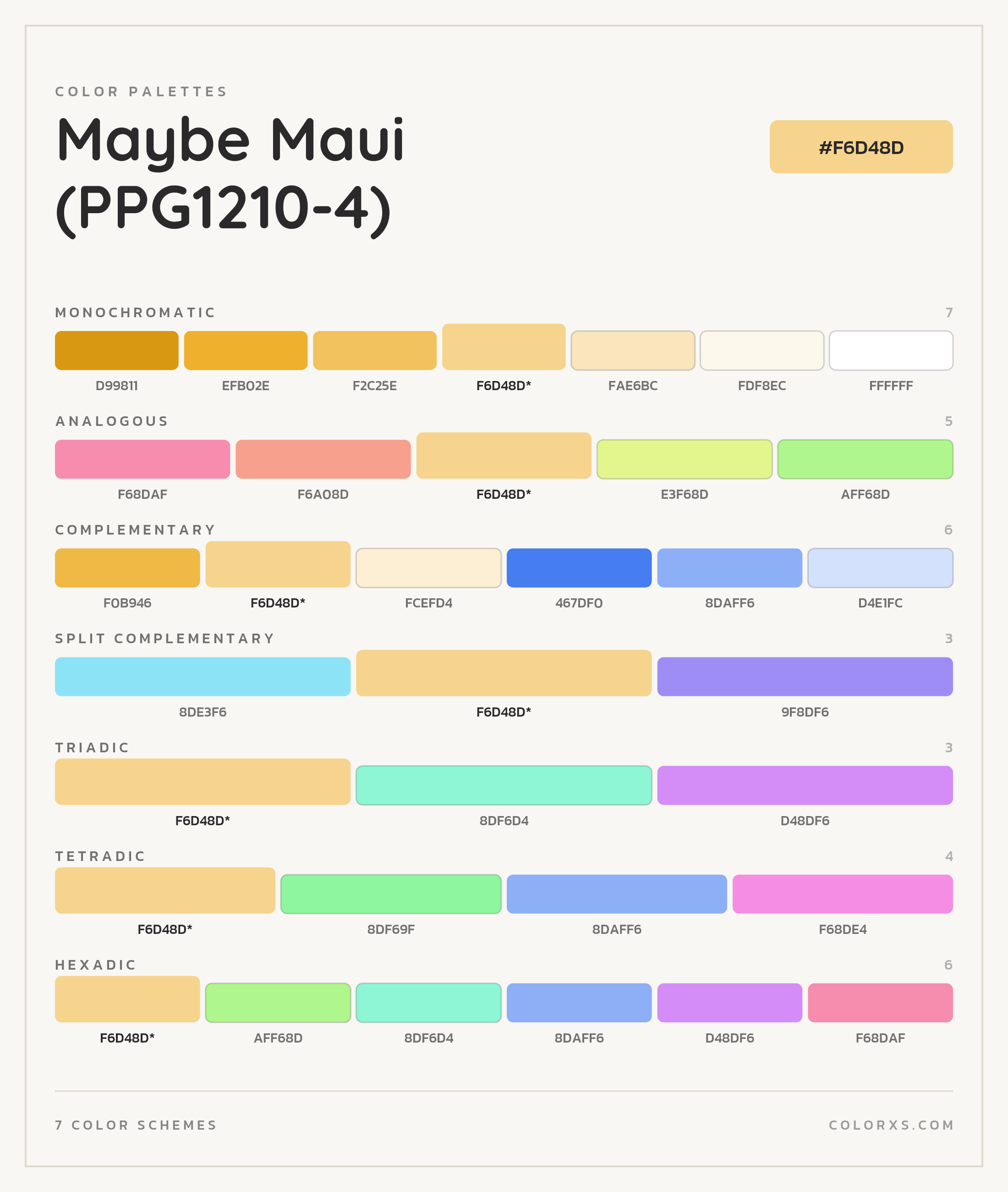 Maybe Maui (PPG1210-4) Color Scheme Palettes