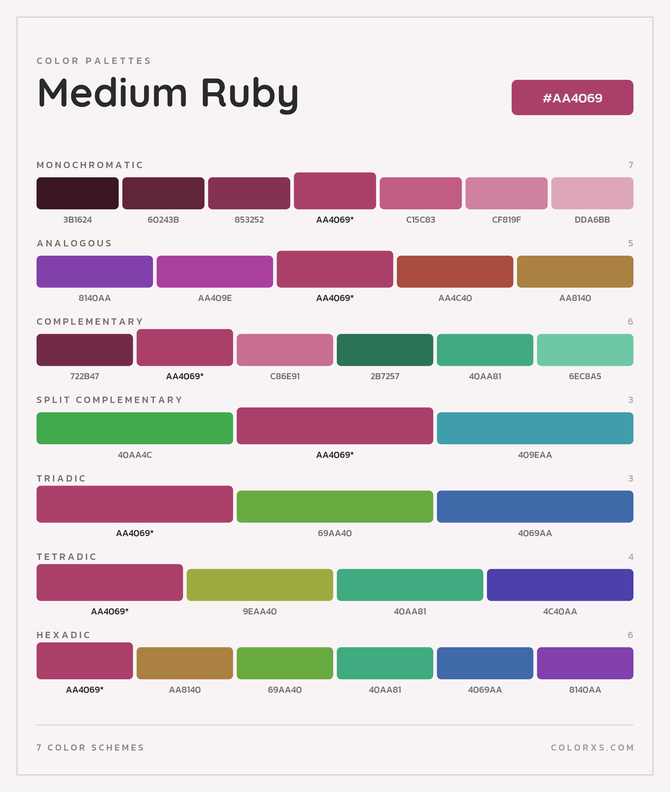Medium Ruby Color Scheme Palettes