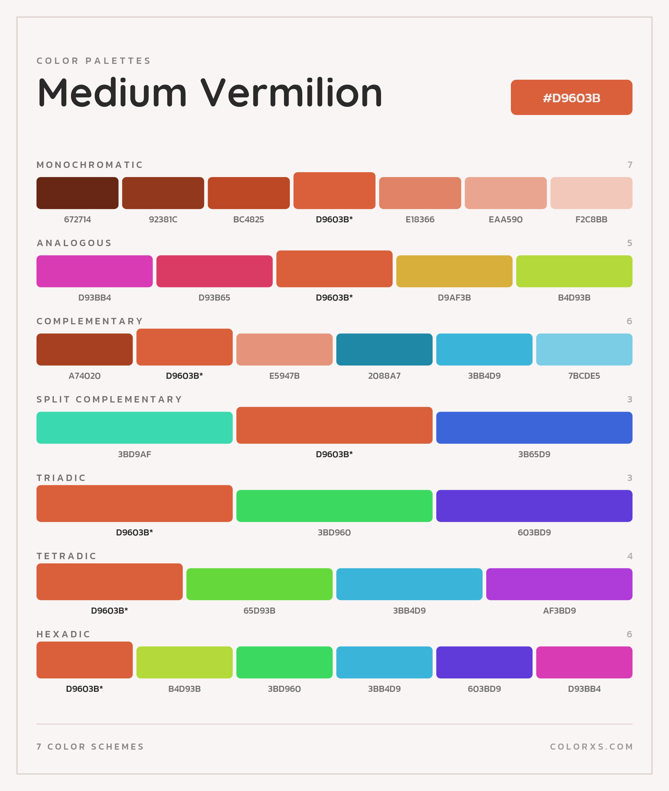 Medium Vermilion Color Scheme Palettes