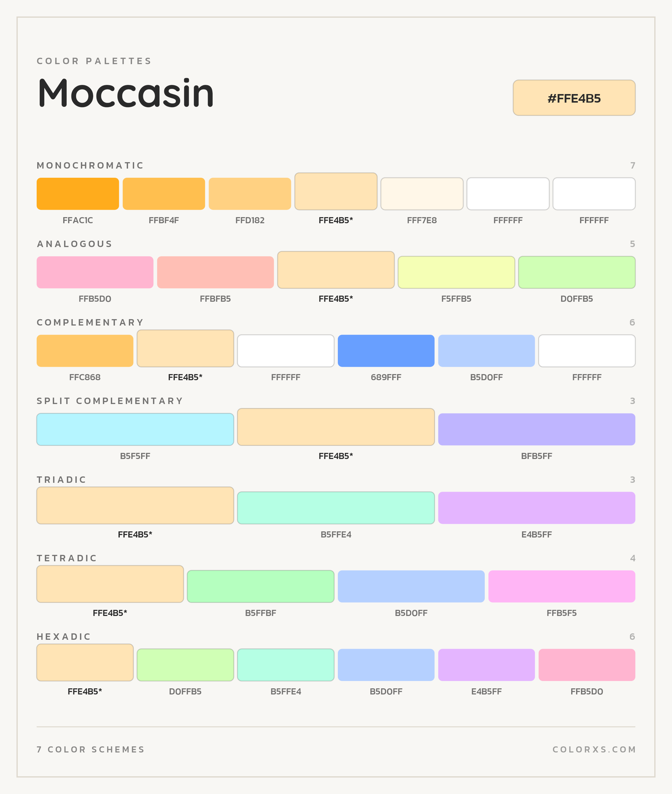 Moccasin Color Scheme Palettes