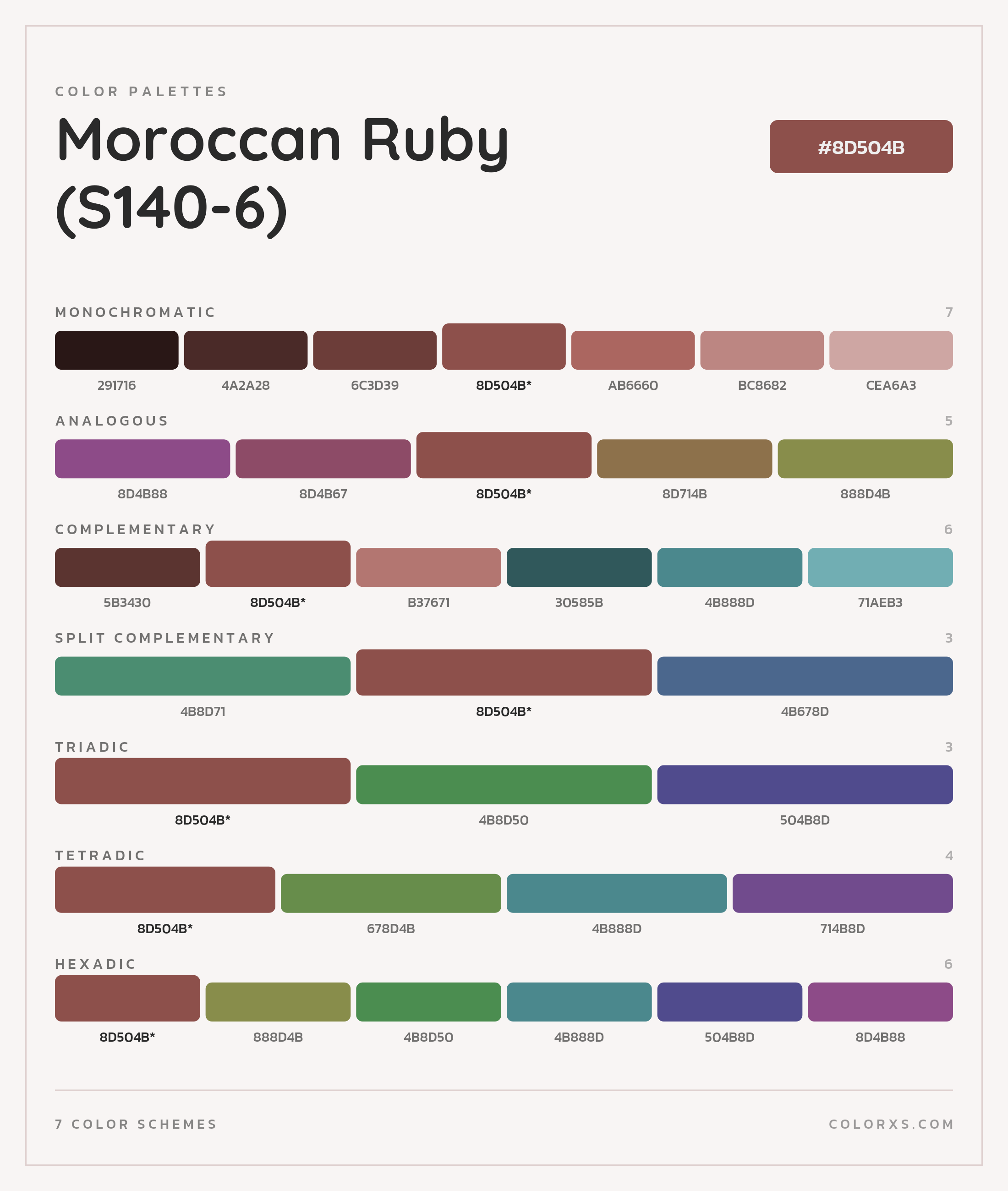 Moroccan Ruby (S140-6) Color Scheme Palettes