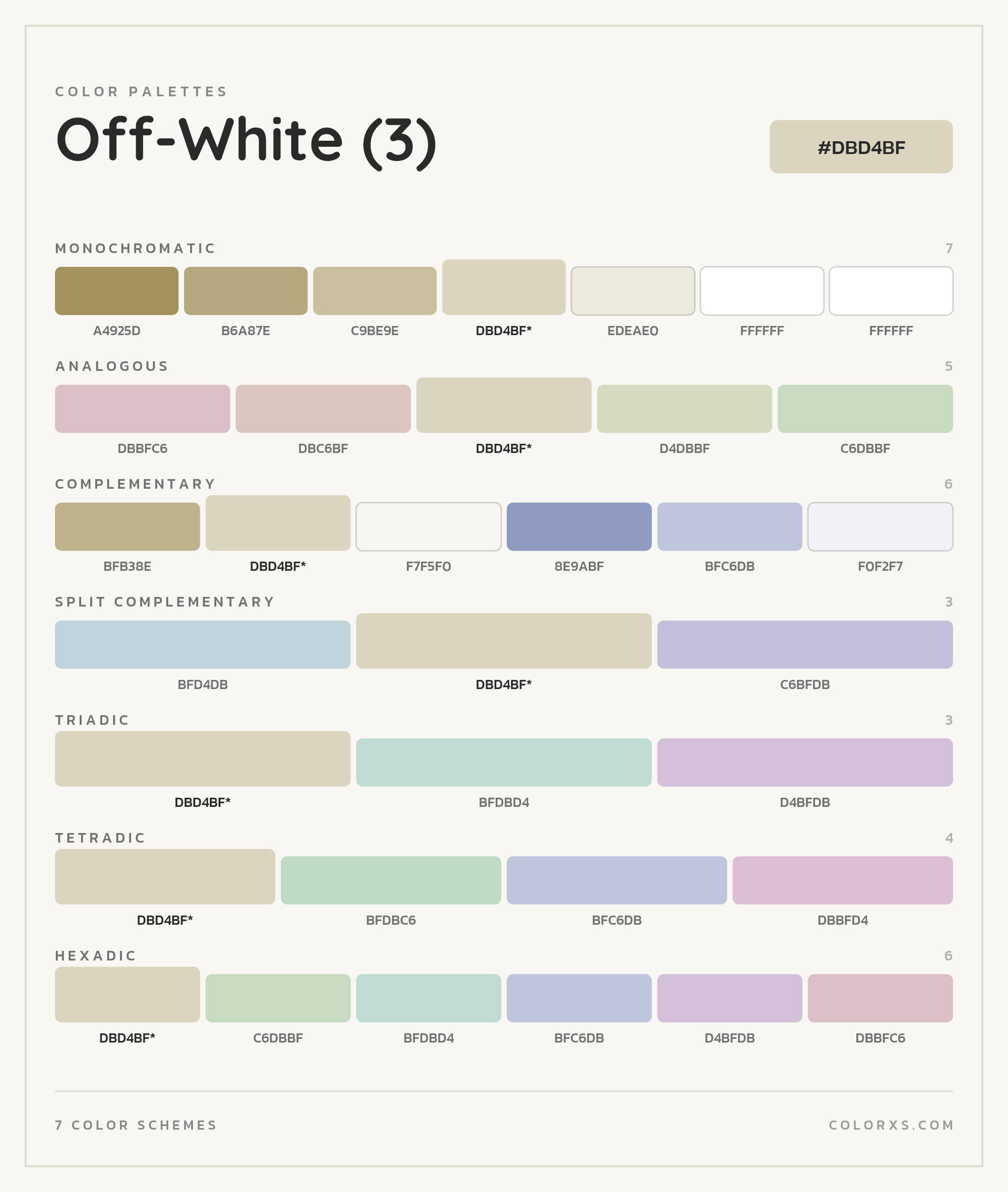 Off-White (3) Color Scheme Palettes