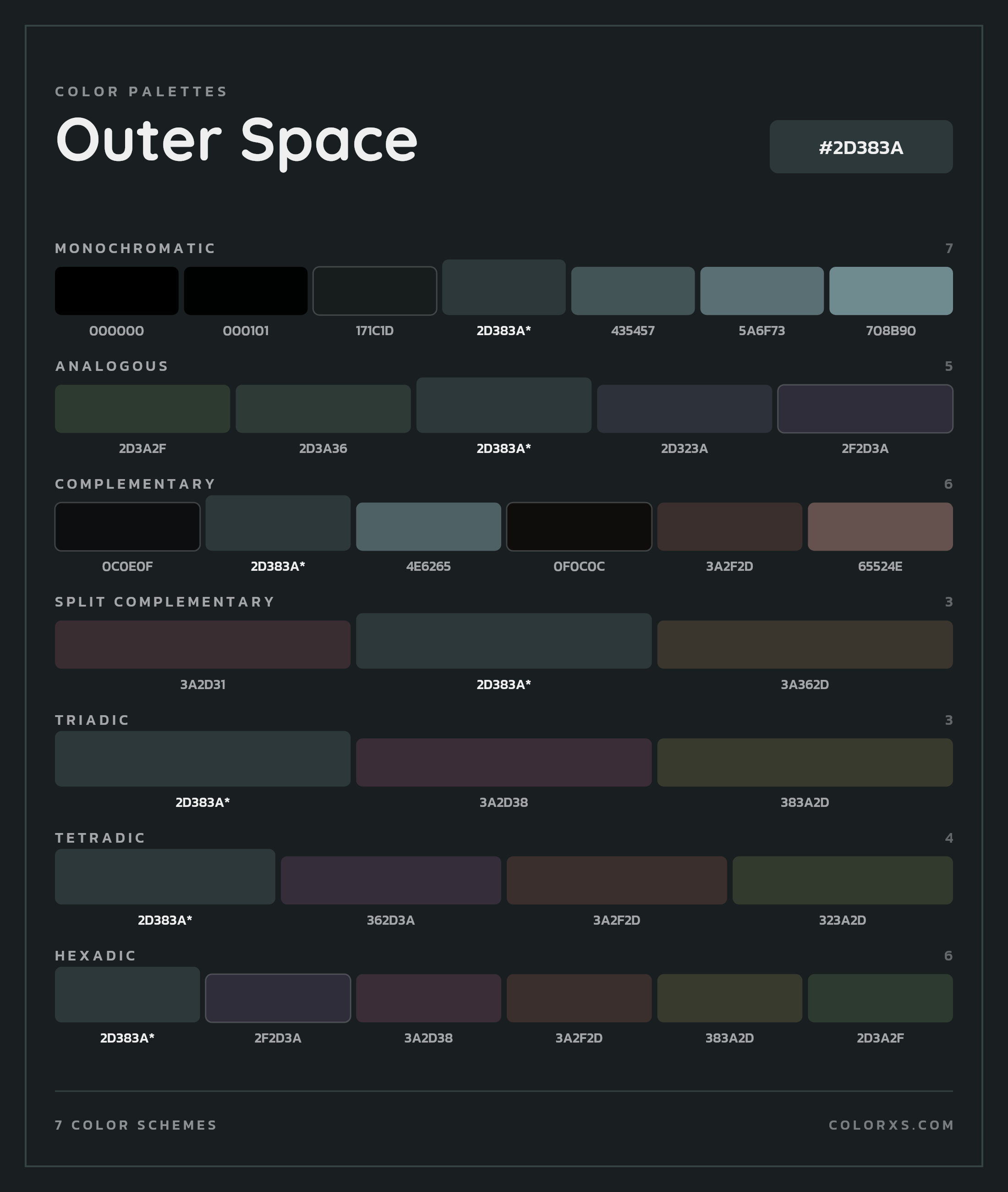 Outer Space Color Scheme Palettes