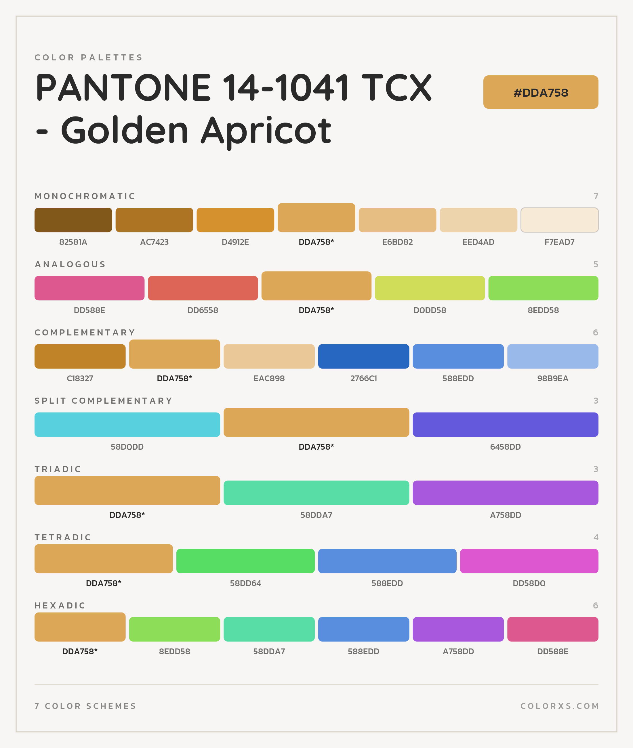 PANTONE 14-1041 TCX - Golden Apricot Color Scheme Palettes