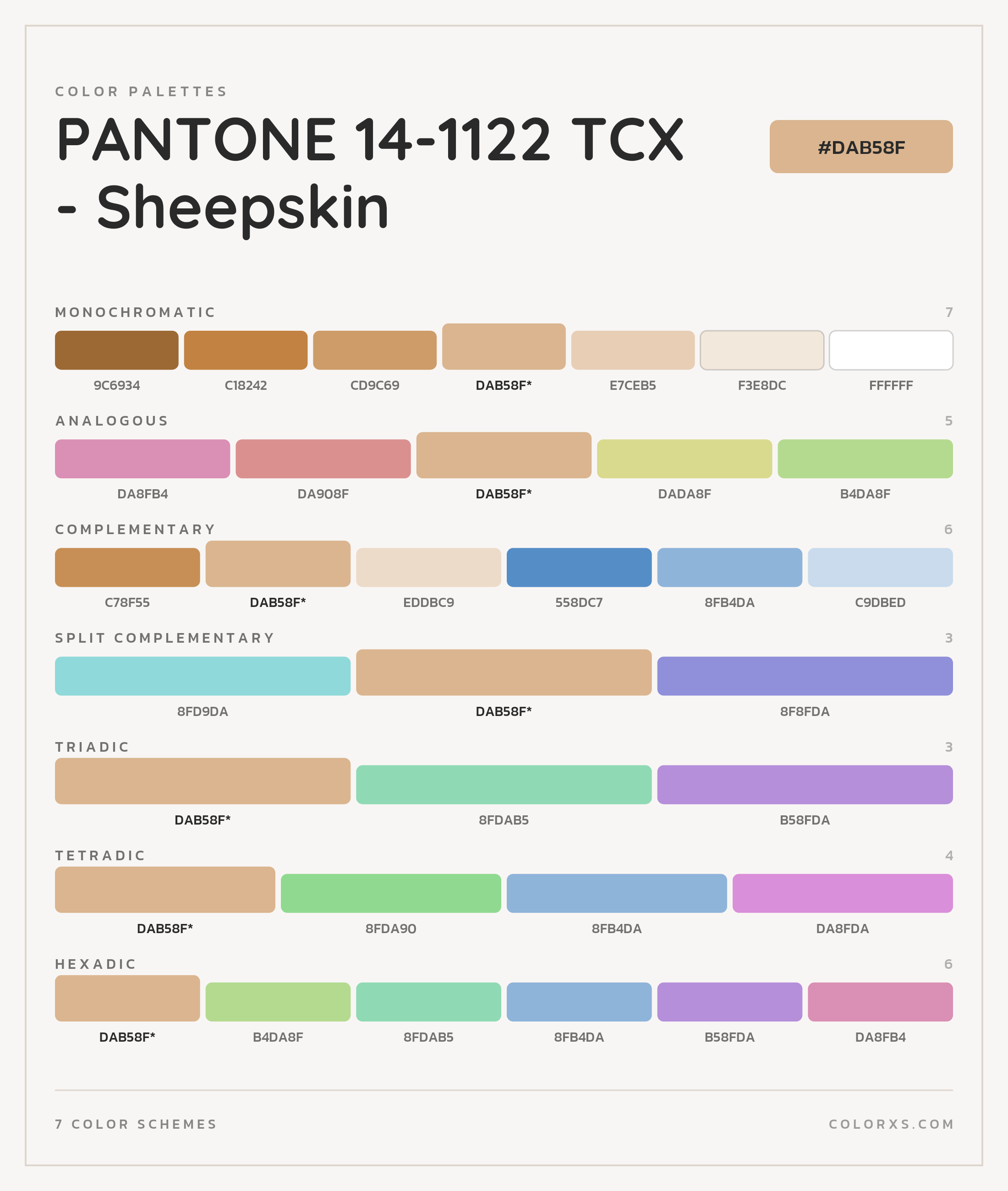 PANTONE 14-1122 TCX - Sheepskin Color Scheme Palettes