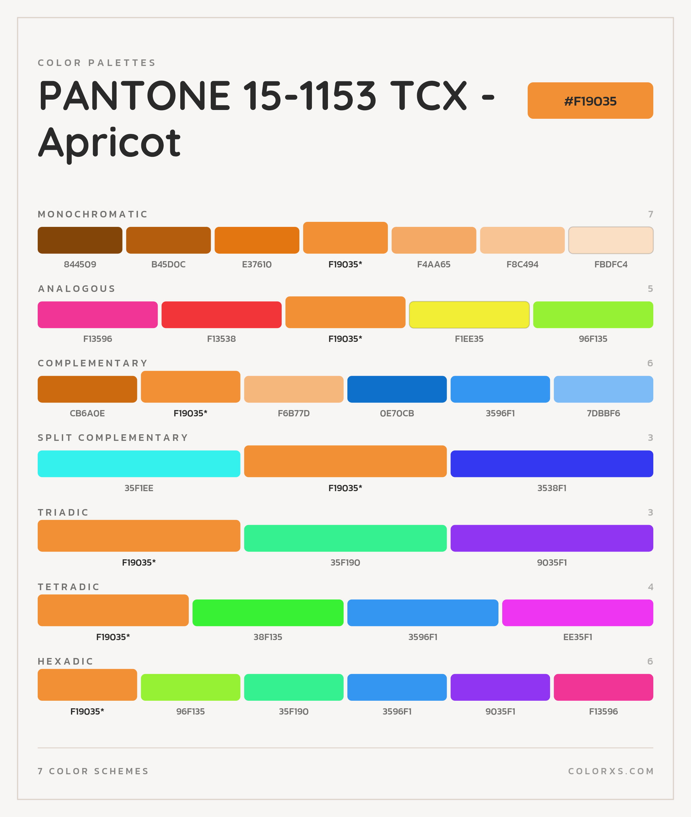 PANTONE 15-1153 TCX - Apricot Color Scheme Palettes
