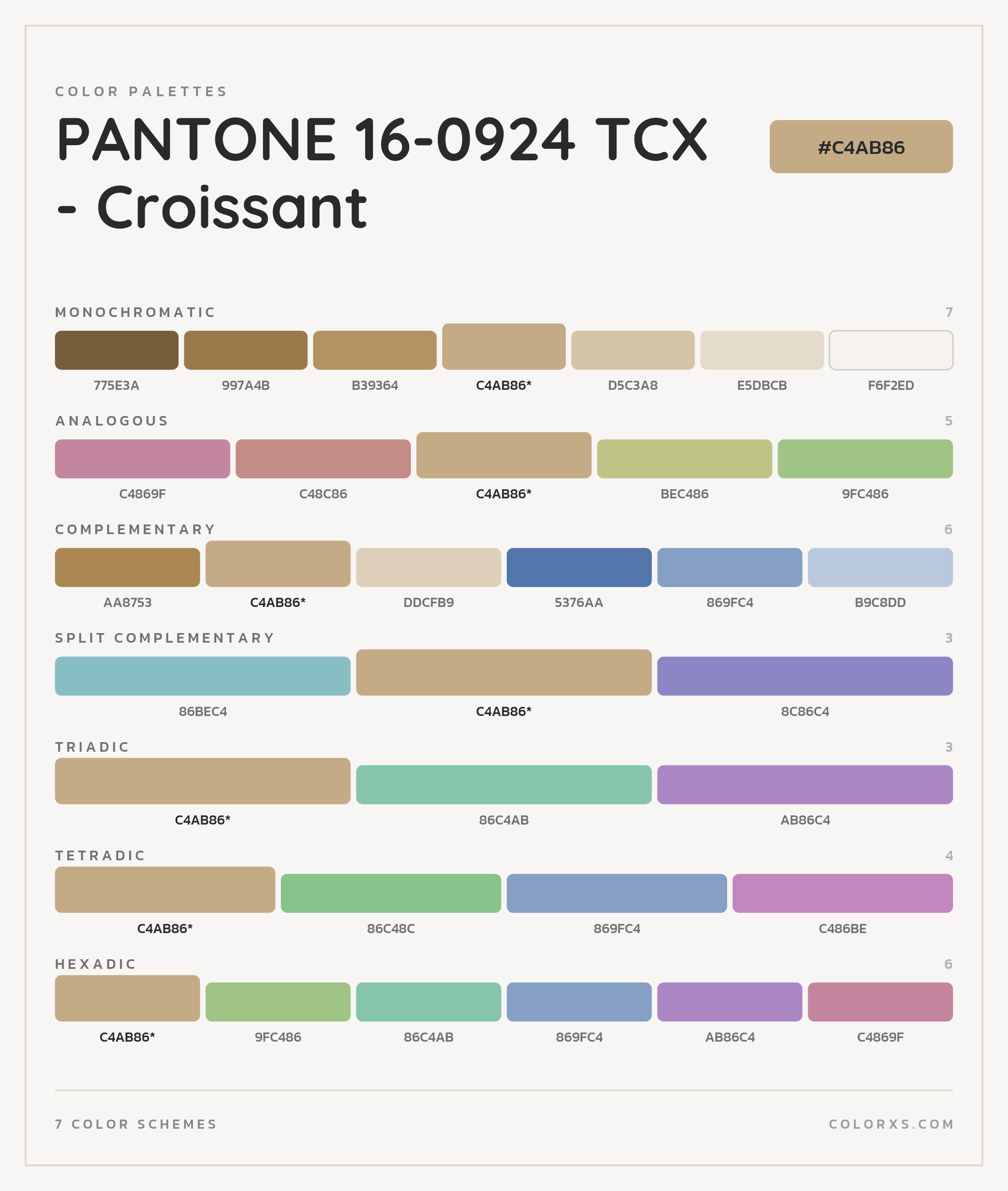 PANTONE 16-0924 TCX - Croissant Color Scheme Palettes