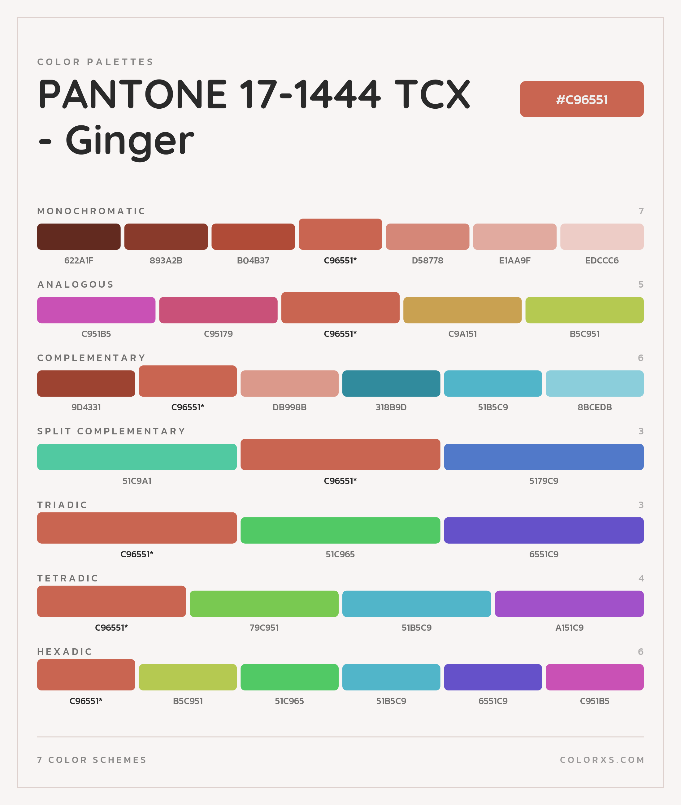 PANTONE 17-1444 TCX - Ginger Color Scheme Palettes