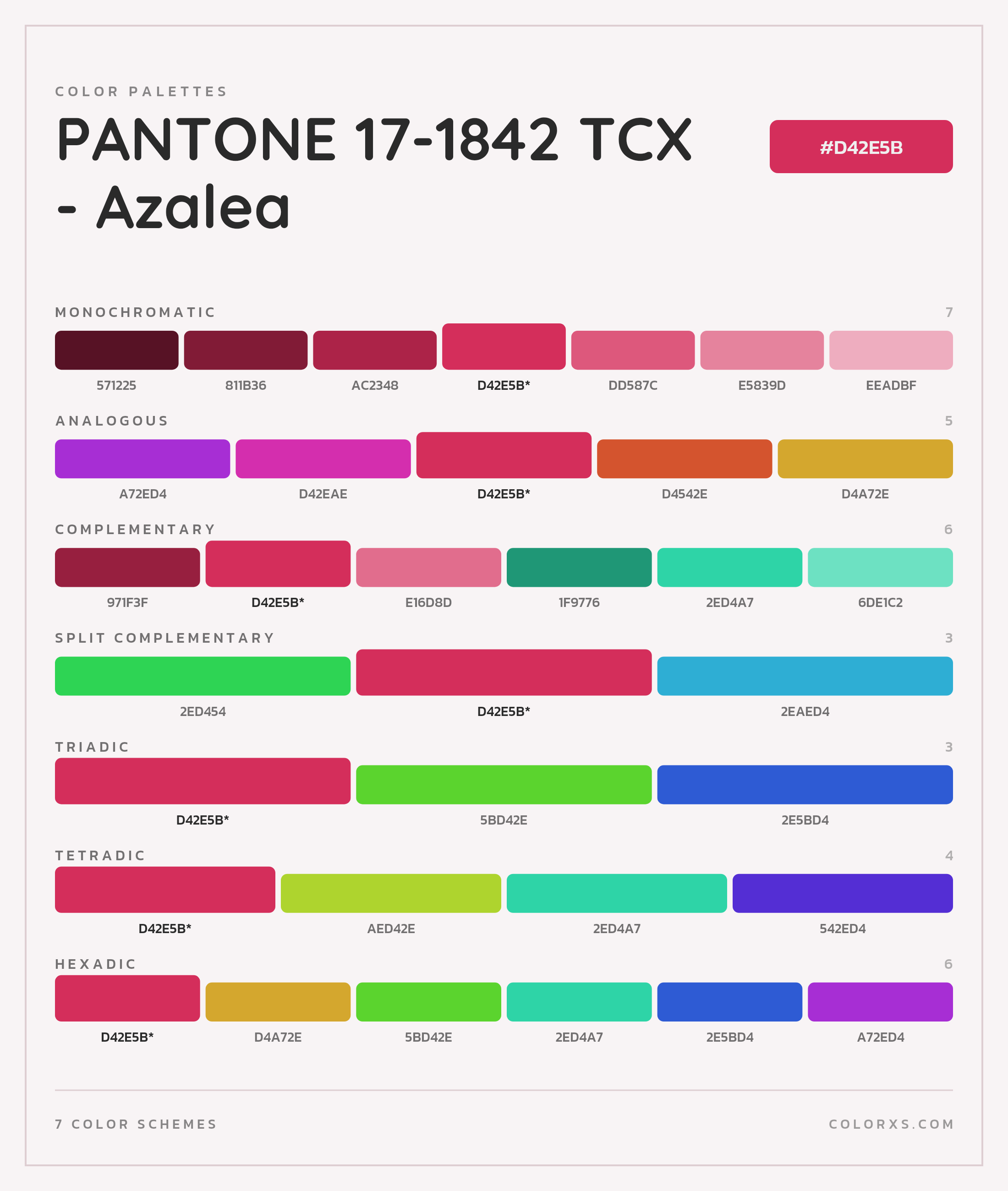 PANTONE 17-1842 TCX - Azalea Color Scheme Palettes