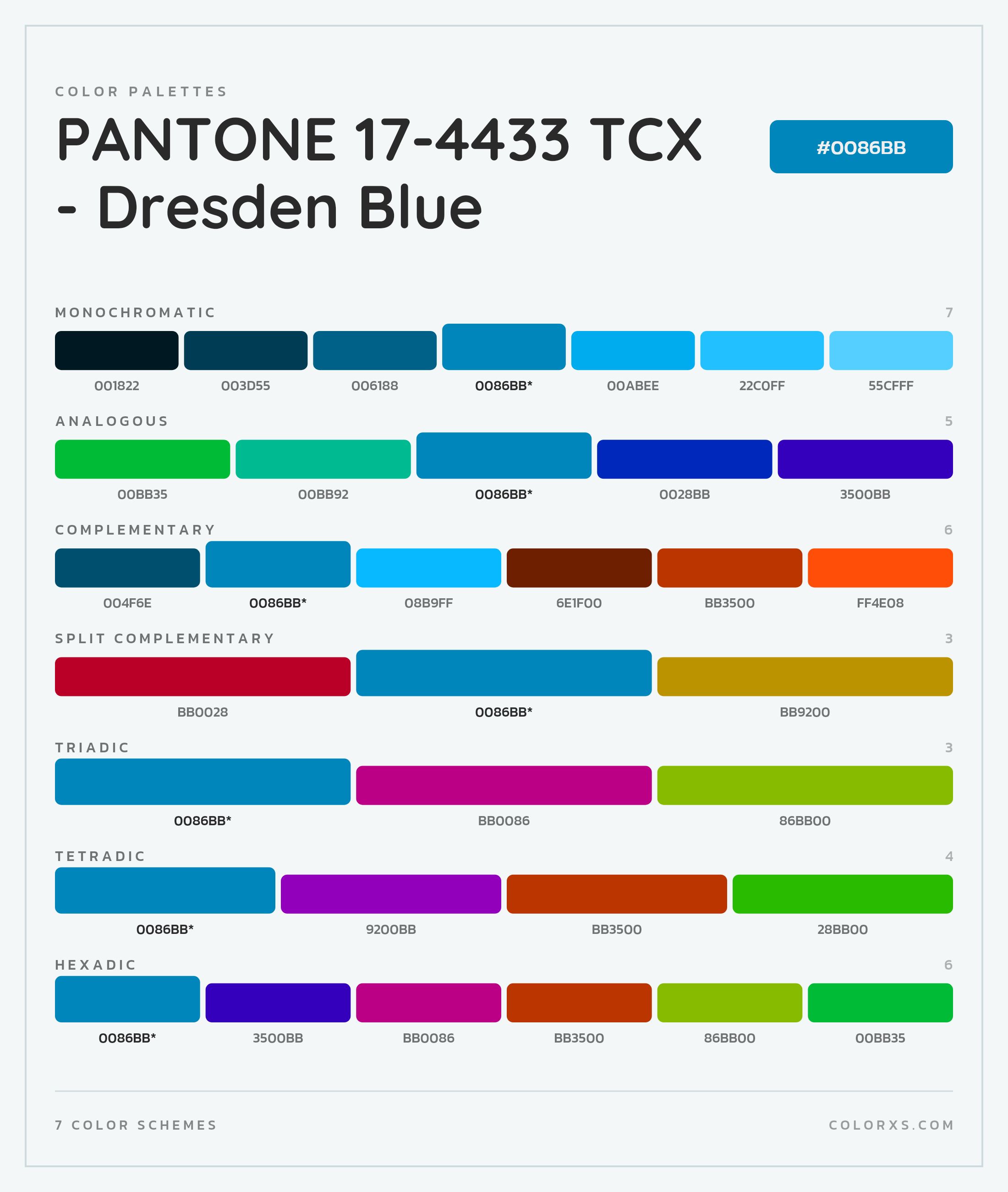 PANTONE 17-4433 TCX - Dresden Blue Color Scheme Palettes