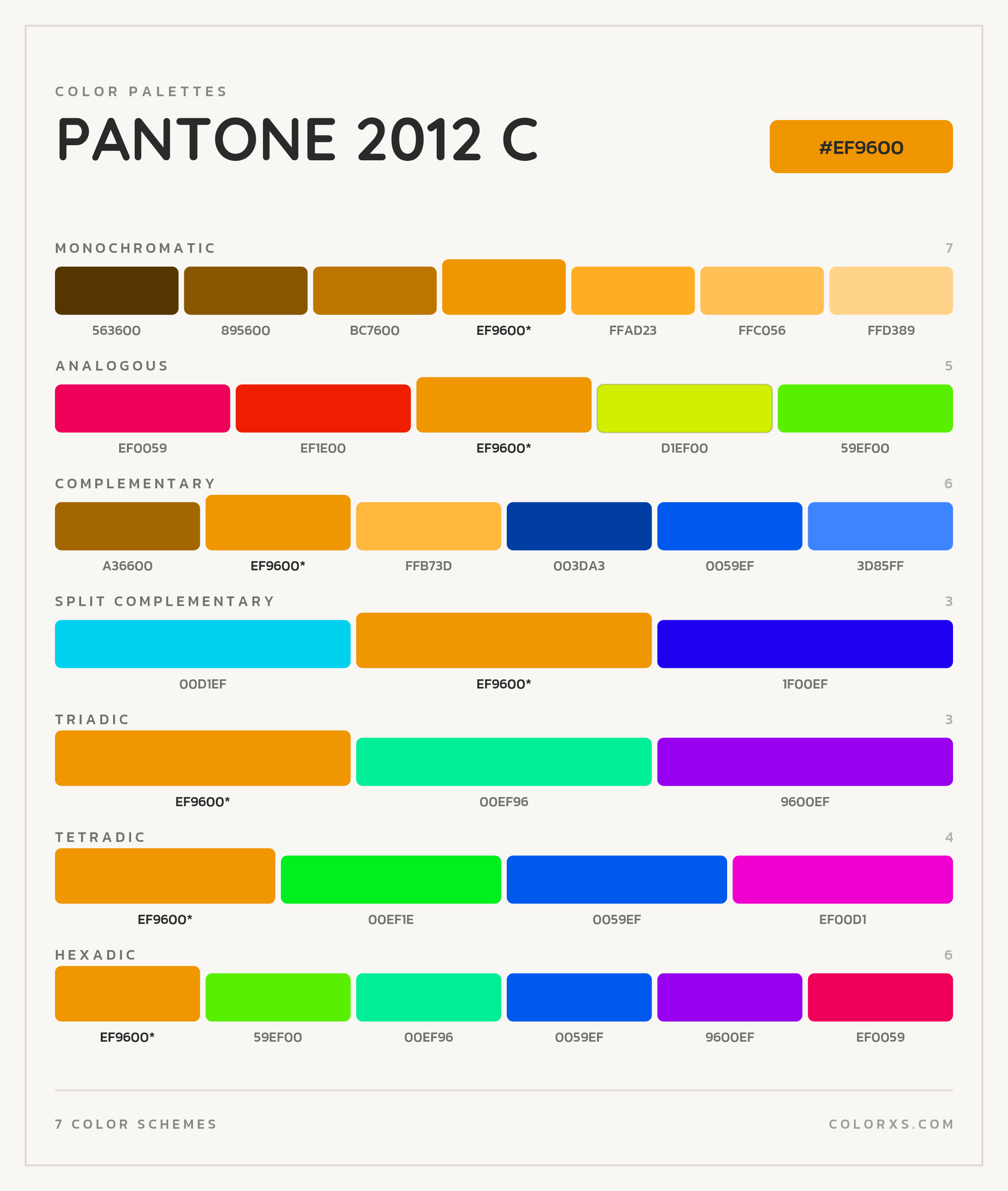 PANTONE 2012 C Color Scheme Palettes