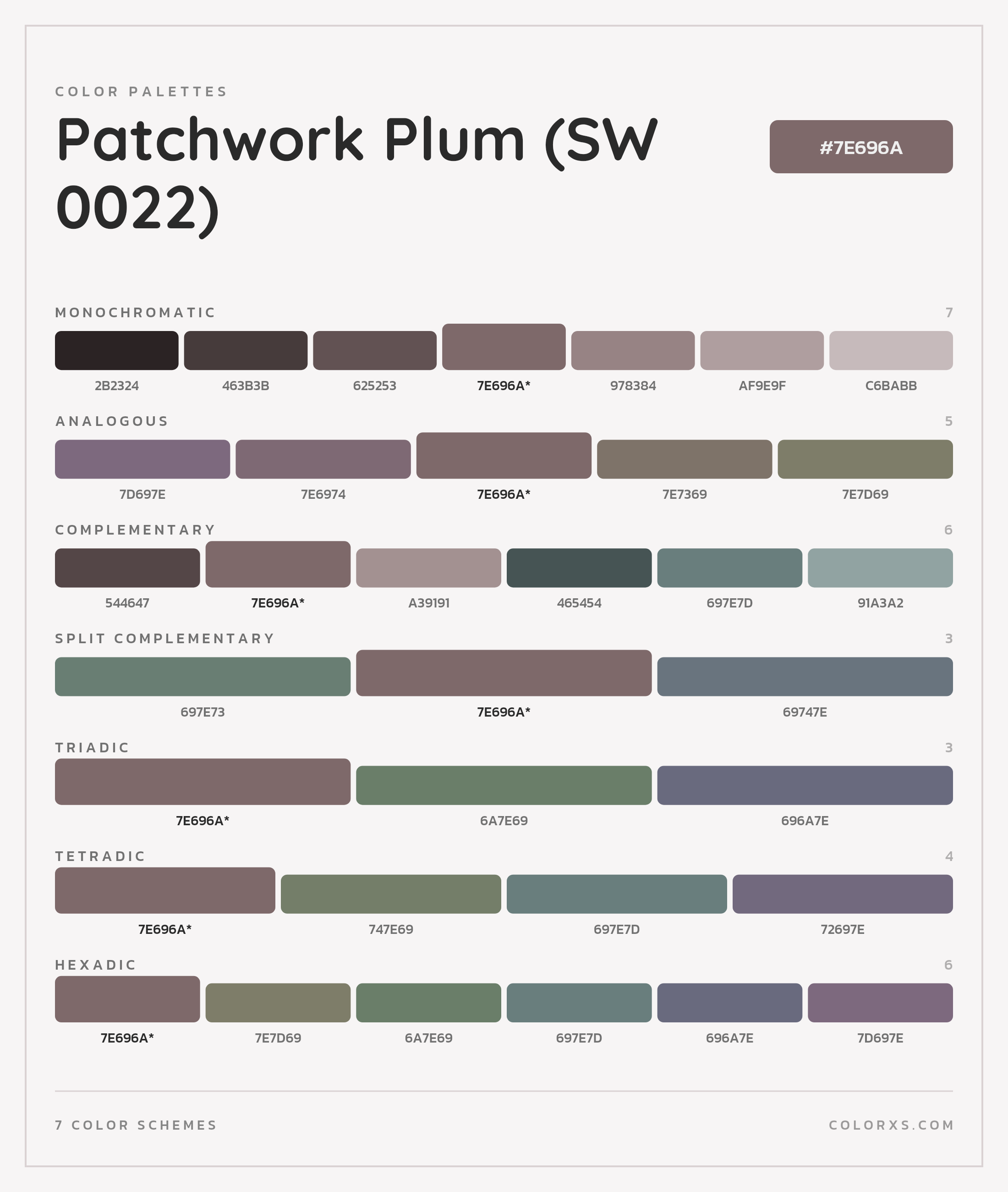 Patchwork Plum (SW 0022) Color Scheme Palettes