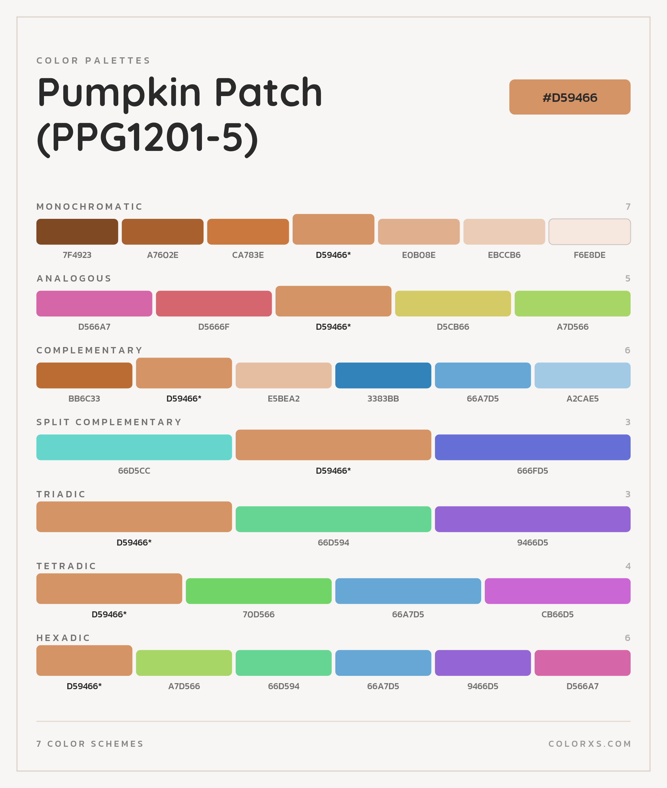 Pumpkin Patch (PPG1201-5) Color Scheme Palettes