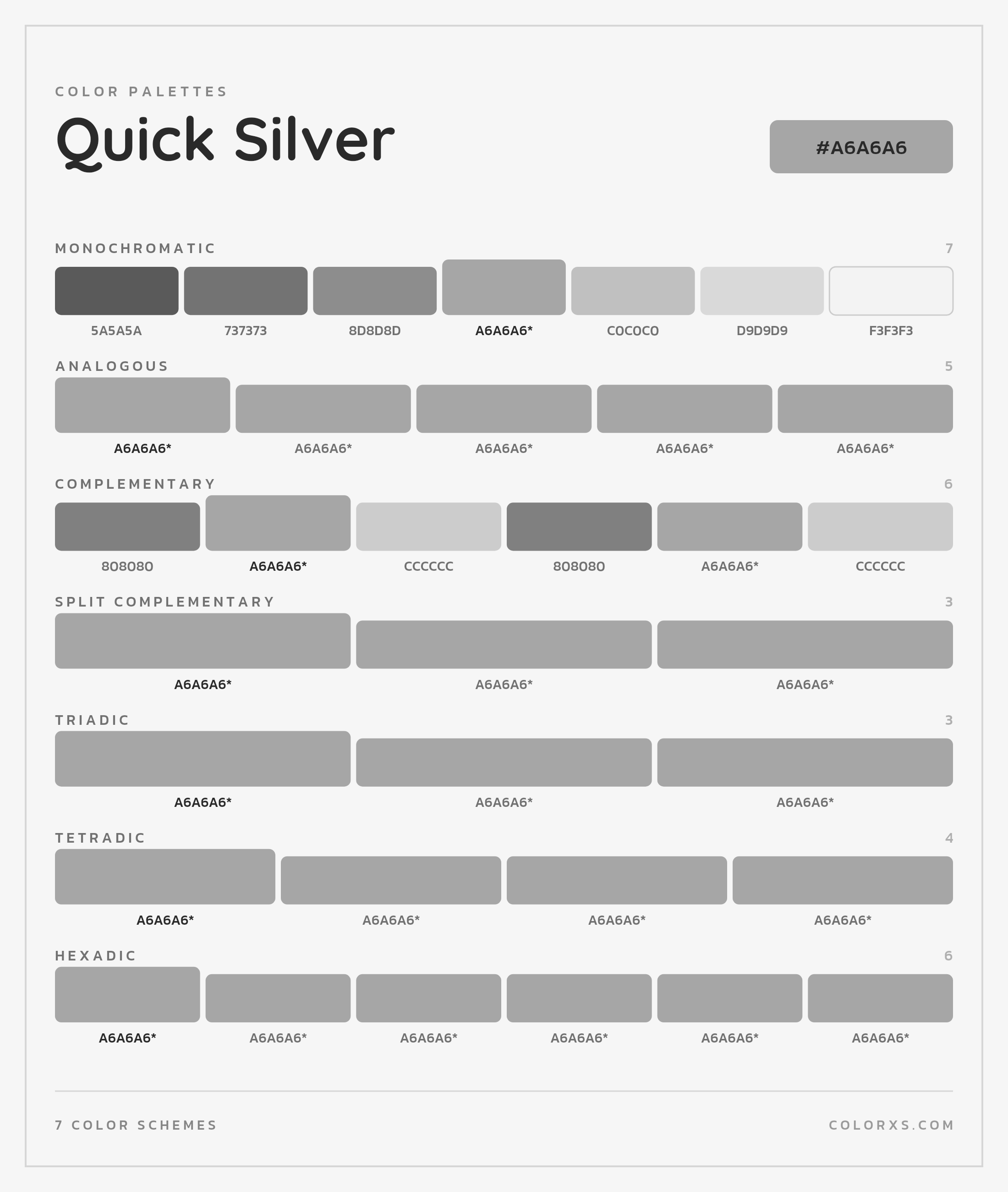 Quick Silver Color Scheme Palettes
