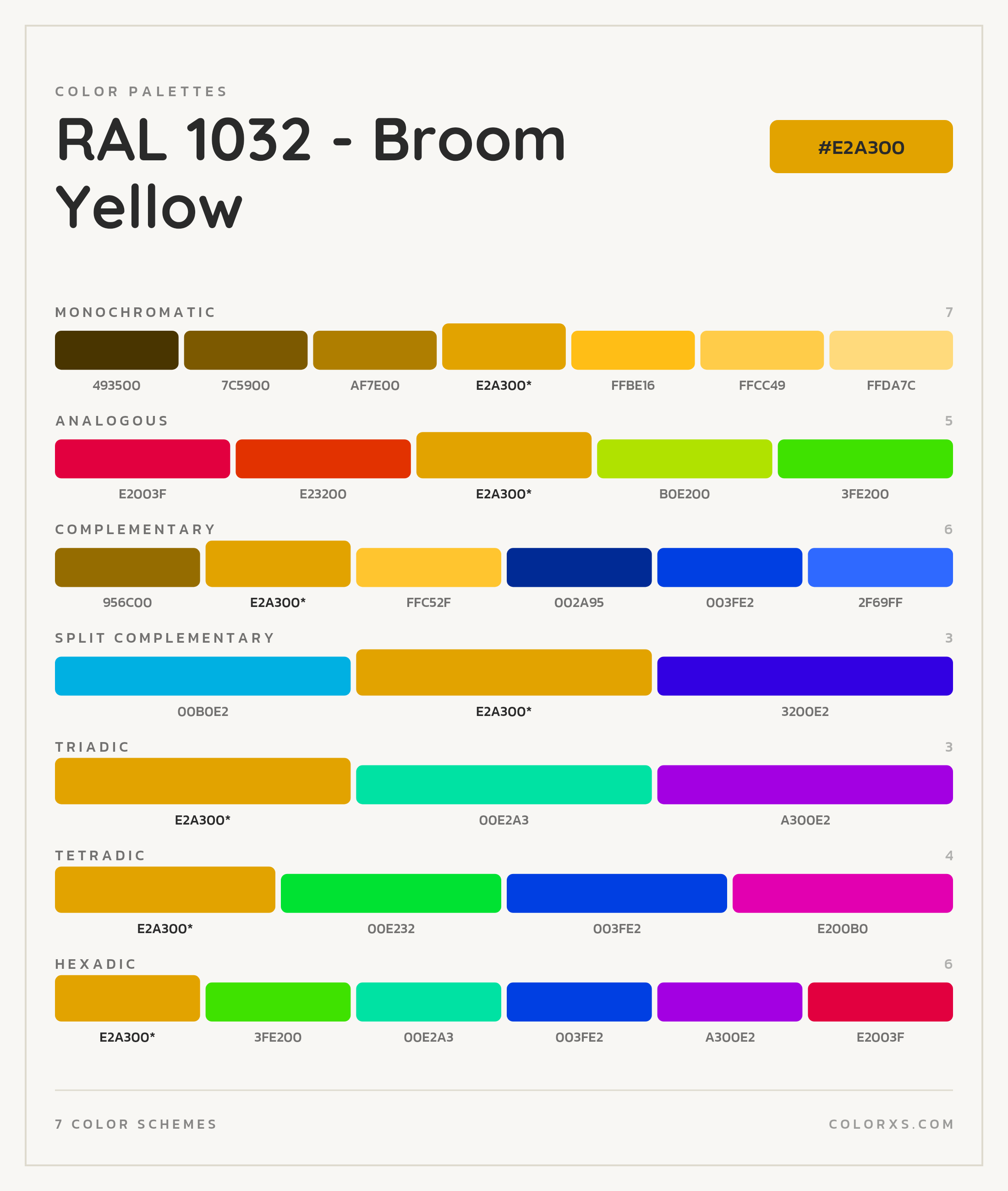 RAL 1032 - Broom Yellow Color Scheme Palettes