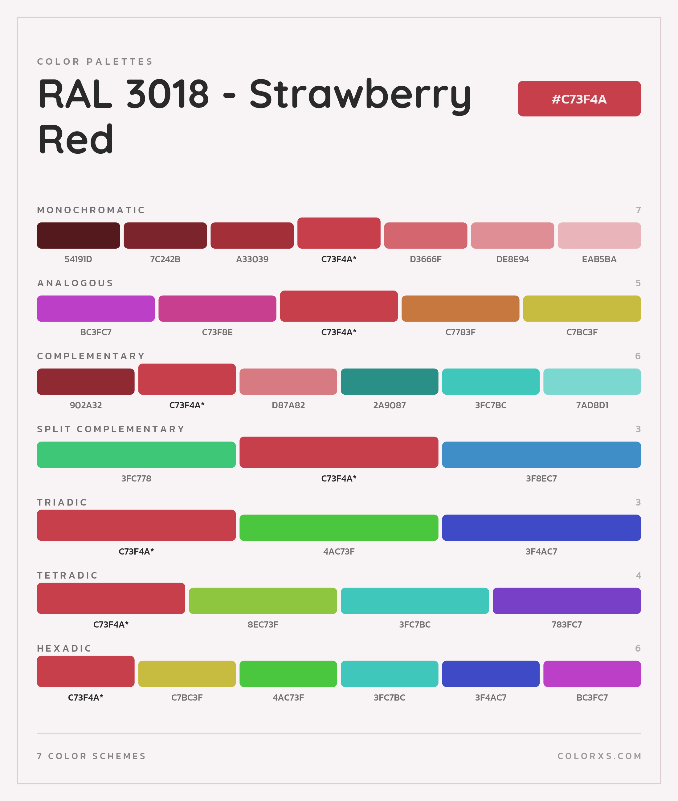 RAL 3018 - Strawberry Red Color Scheme Palettes
