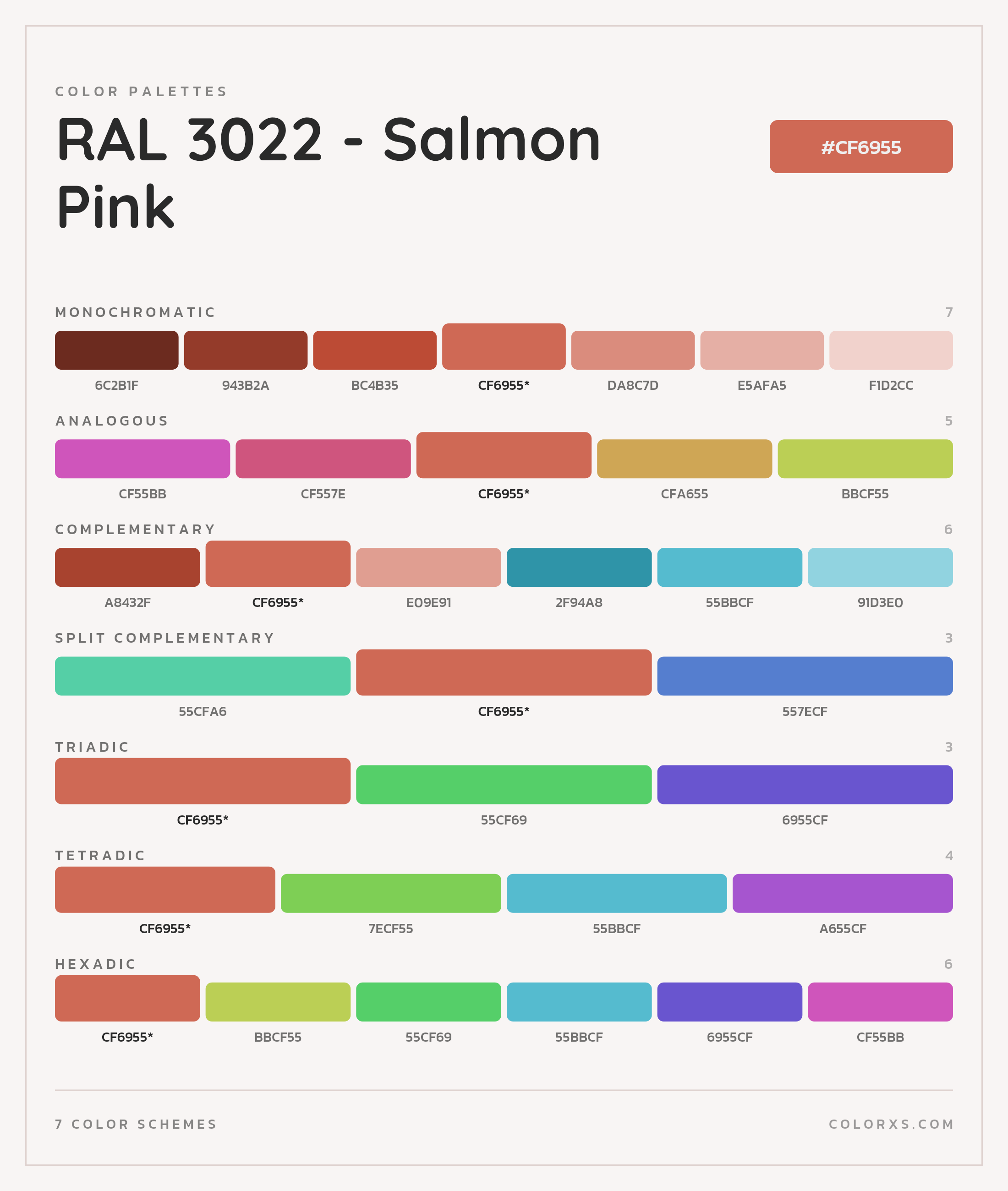 RAL 3022 - Salmon Pink Color Scheme Palettes