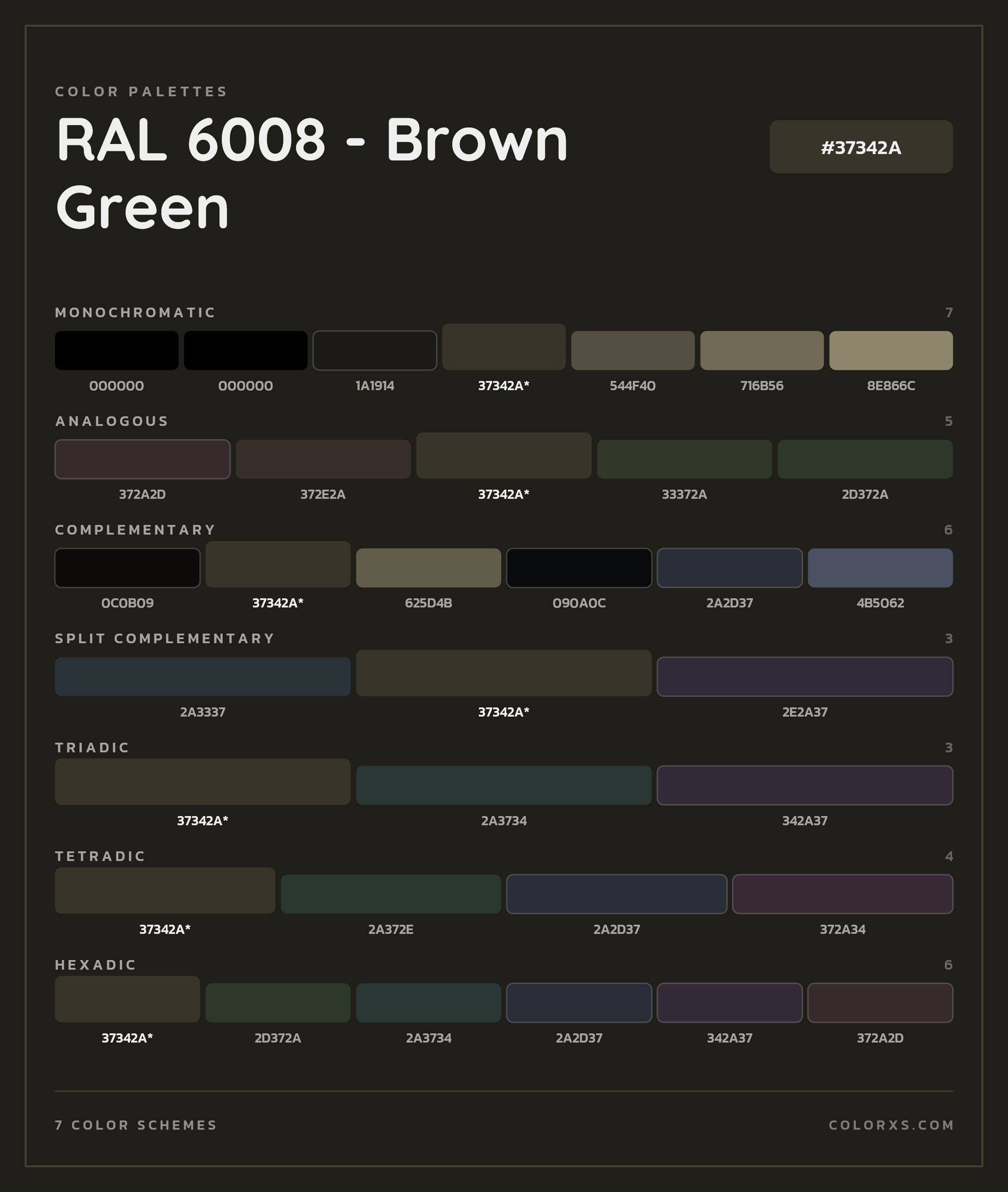 RAL 6008 - Brown Green Color Scheme Palettes