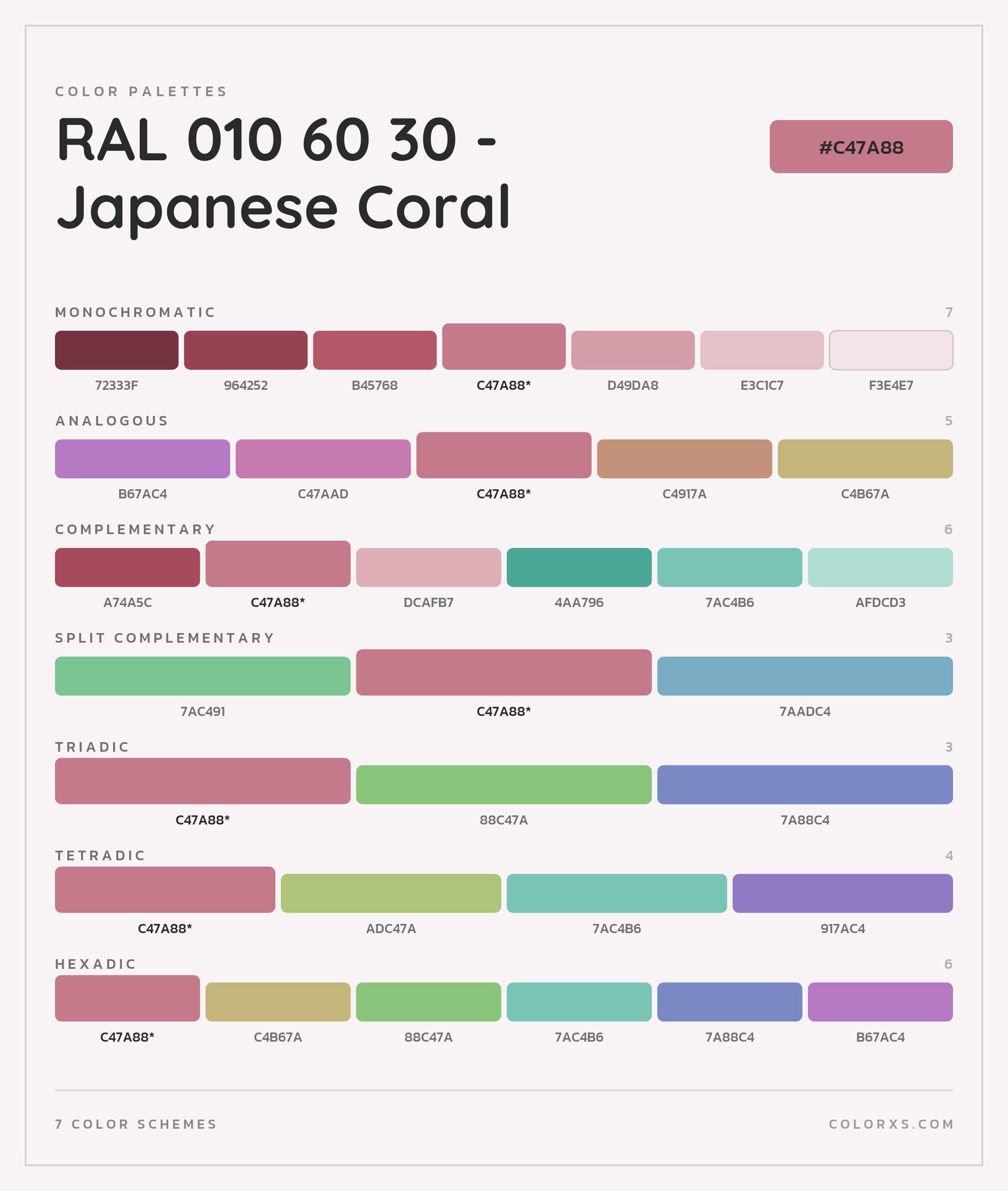 RAL 010 60 30 - Japanese Coral Color Scheme Palettes