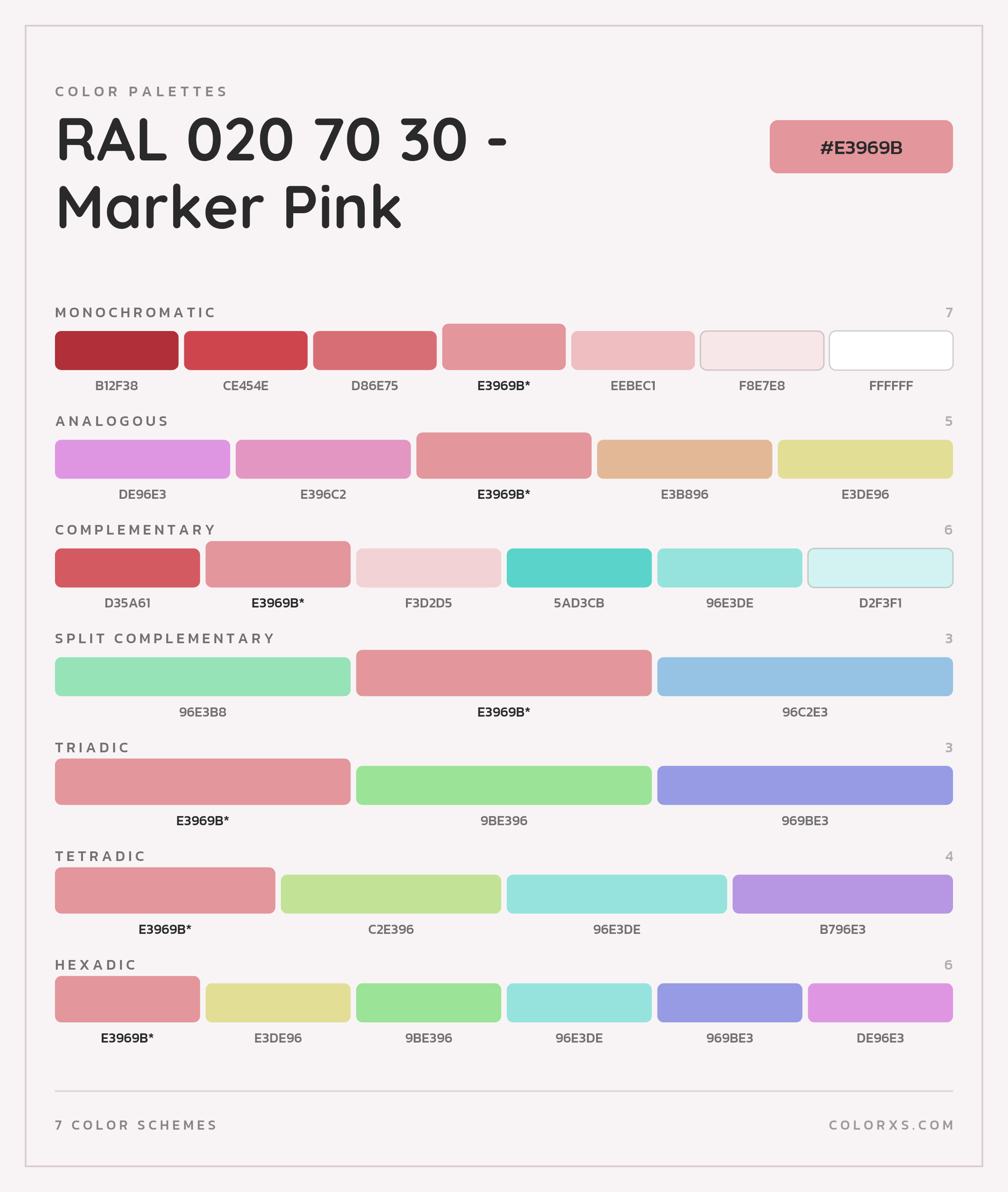 RAL 020 70 30 - Marker Pink Color Scheme Palettes