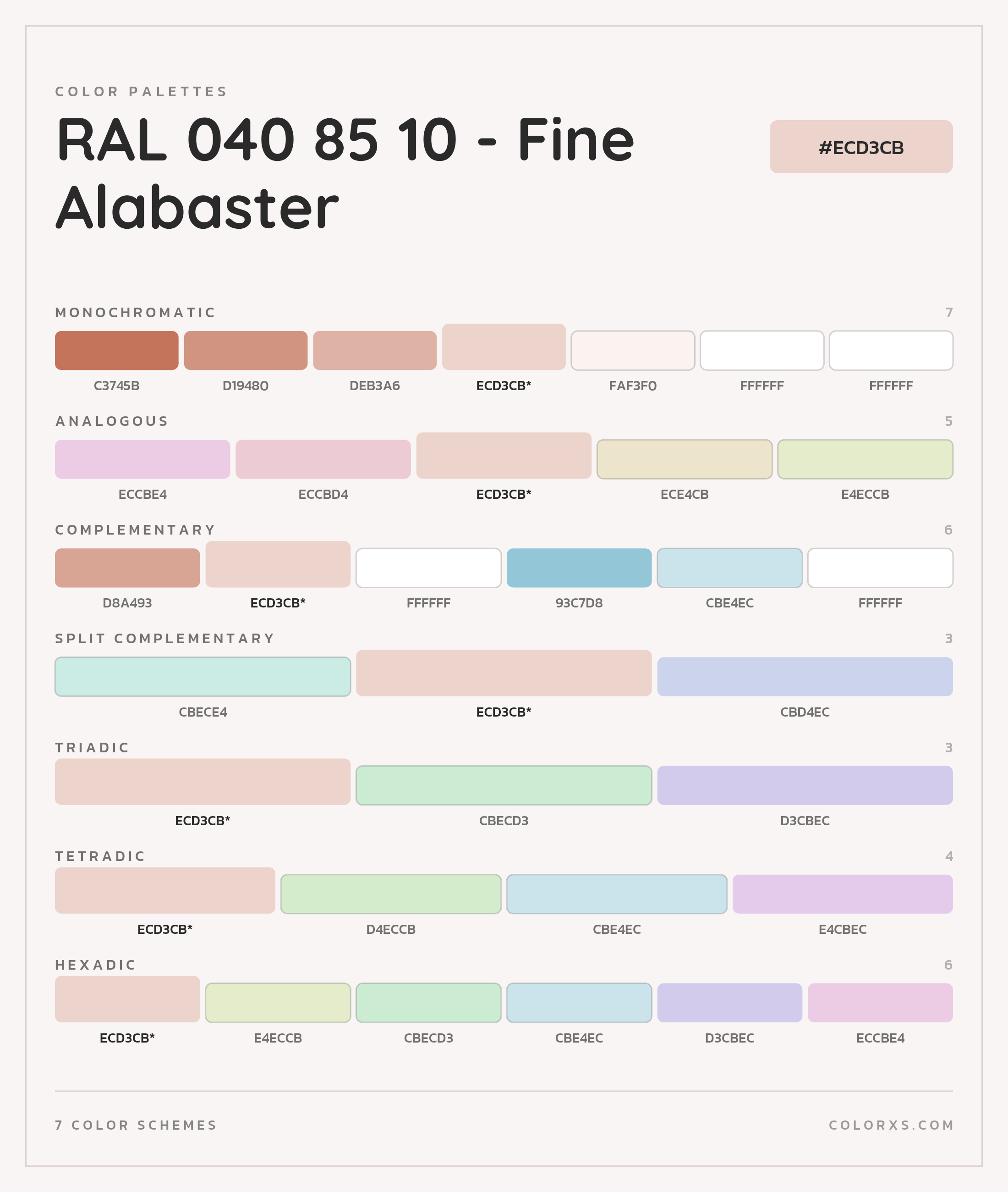 RAL 040 85 10 - Fine Alabaster Color Scheme Palettes