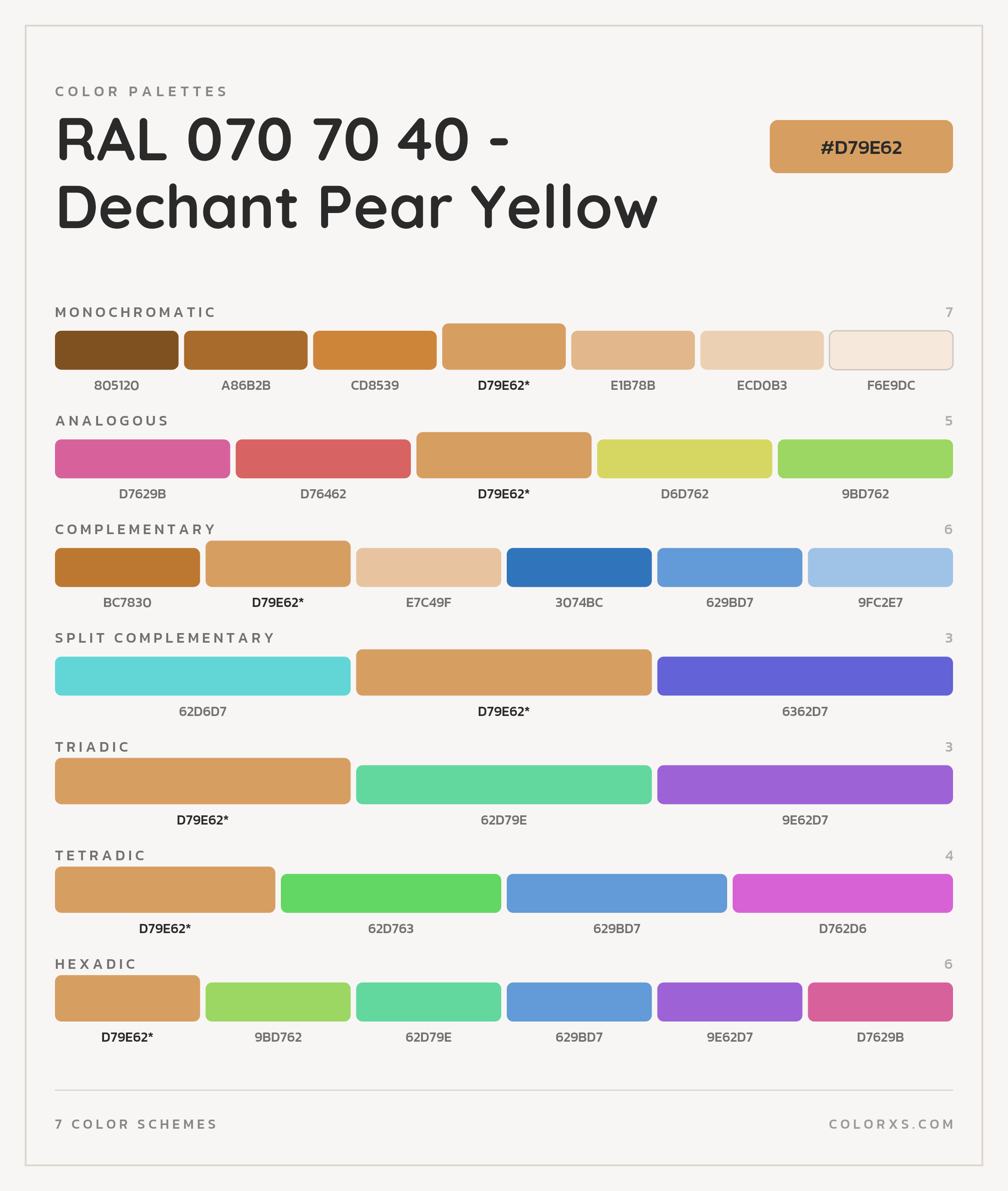 RAL 070 70 40 - Dechant Pear Yellow Color Scheme Palettes