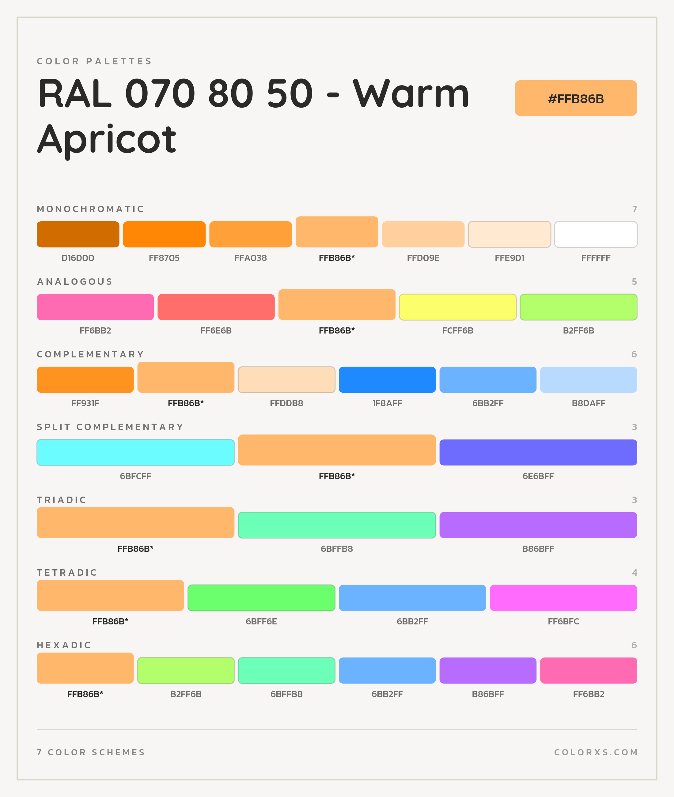 RAL 070 80 50 - Warm Apricot Color Scheme Palettes