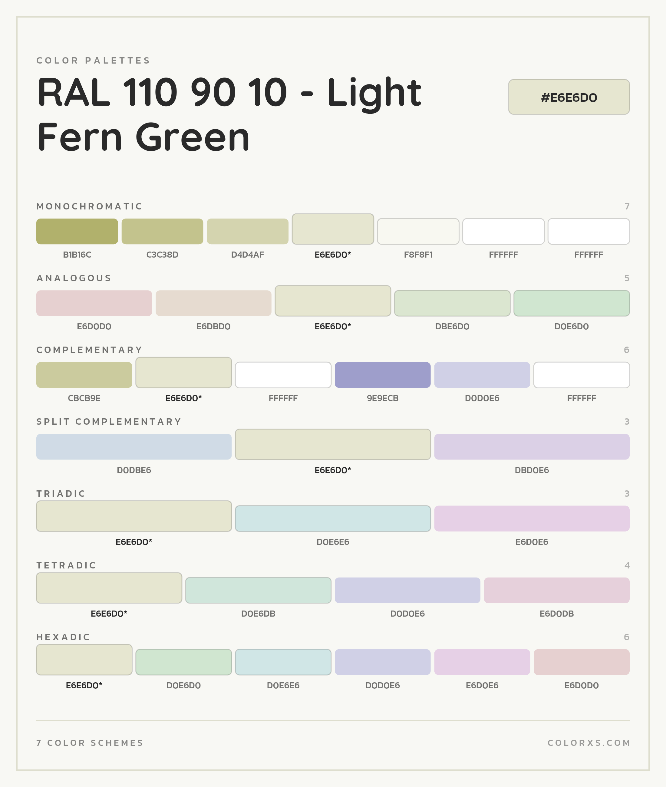 RAL 110 90 10 - Light Fern Green Color Scheme Palettes