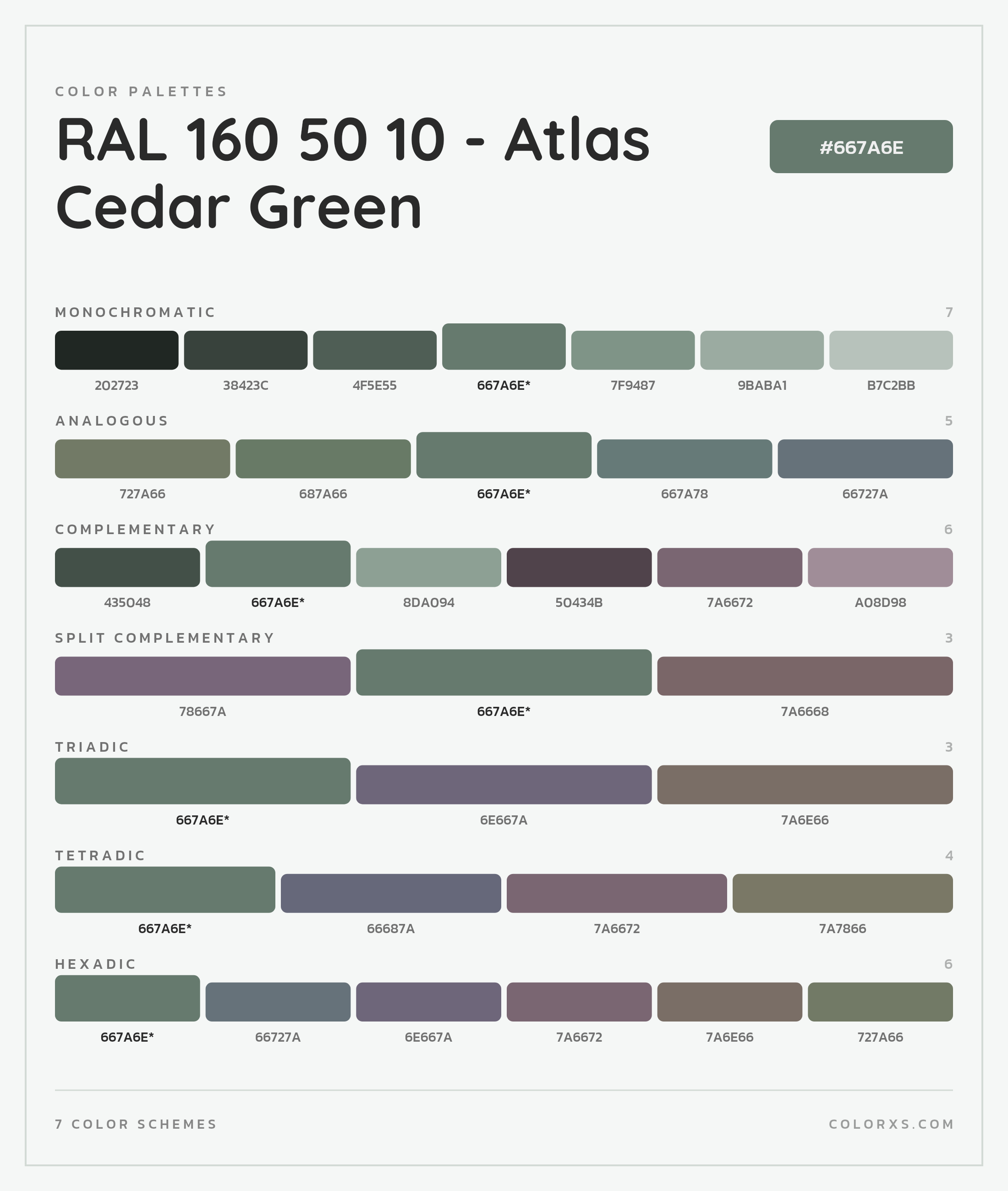 RAL 160 50 10 - Atlas Cedar Green Color Scheme Palettes