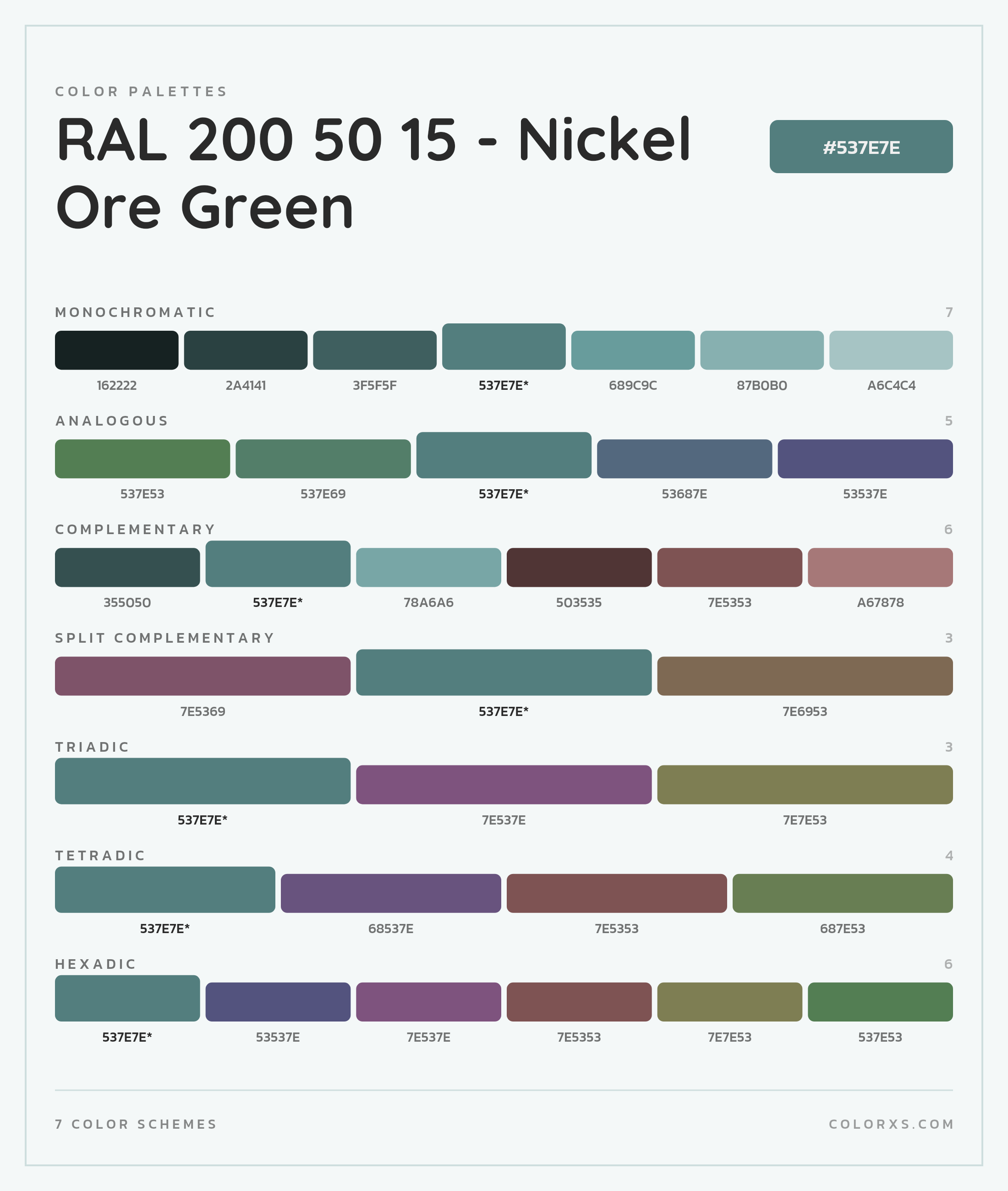 RAL 200 50 15 - Nickel Ore Green Color Scheme Palettes