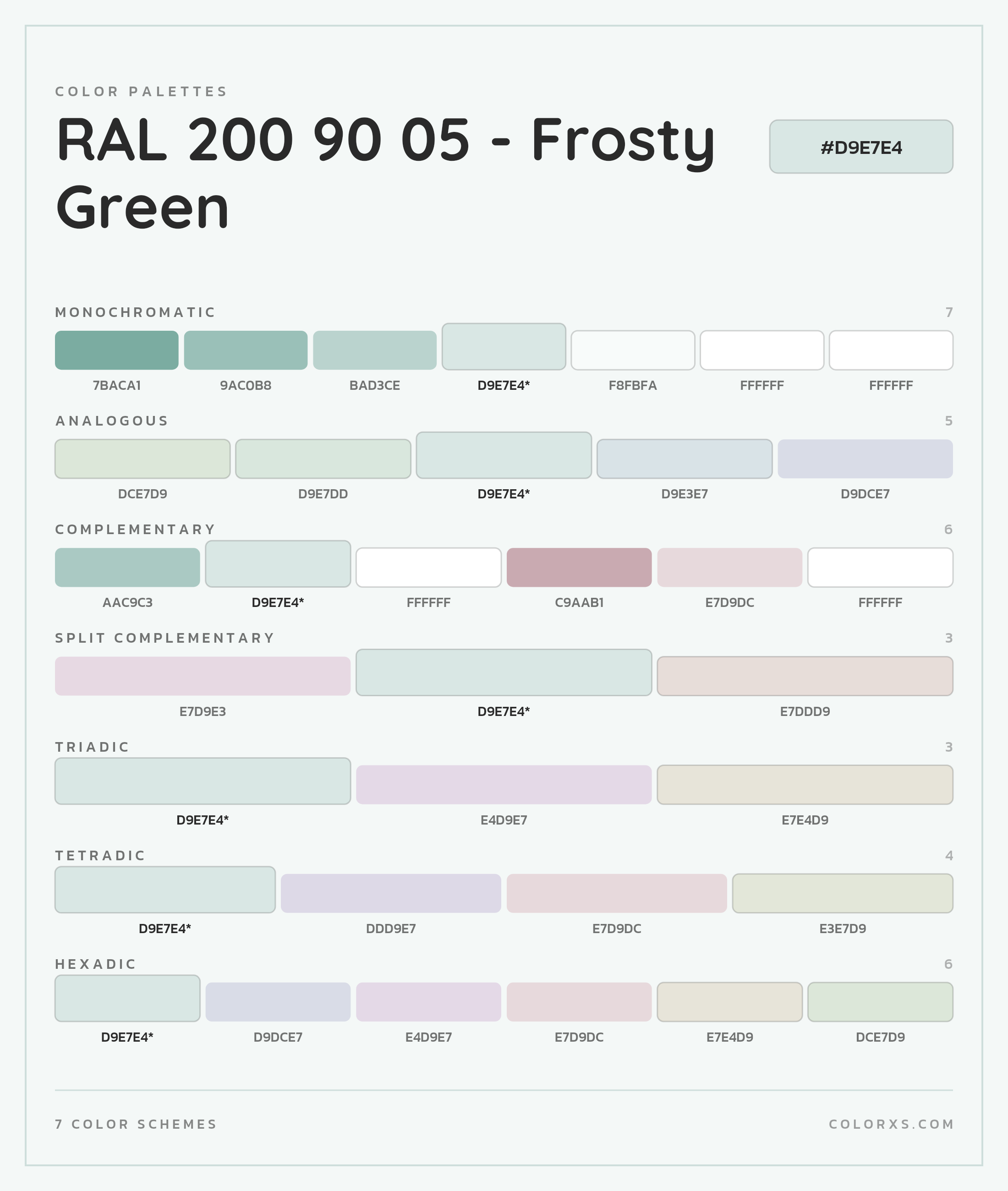 RAL 200 90 05 - Frosty Green Color Scheme Palettes
