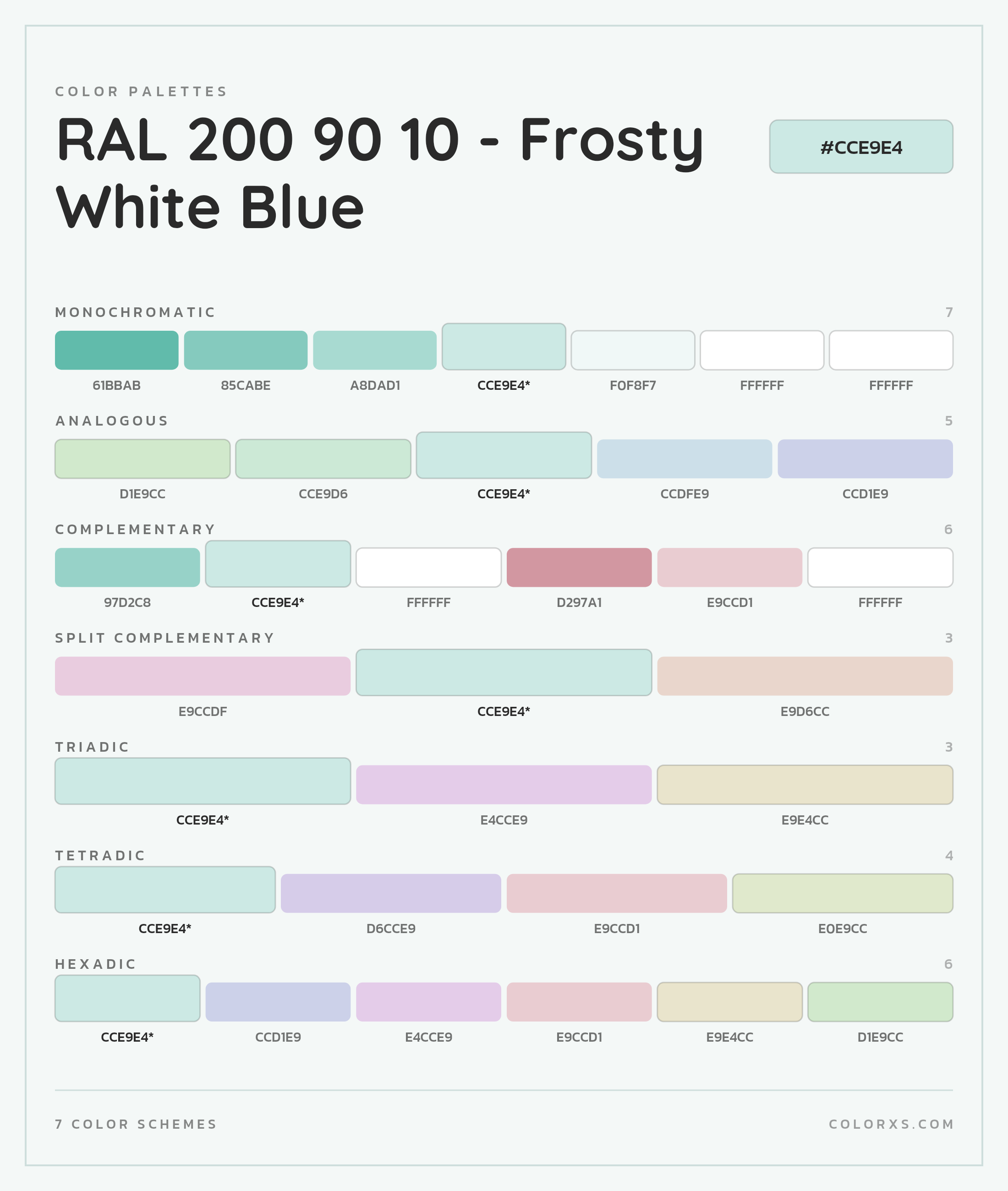 RAL 200 90 10 - Frosty White Blue Color Scheme Palettes