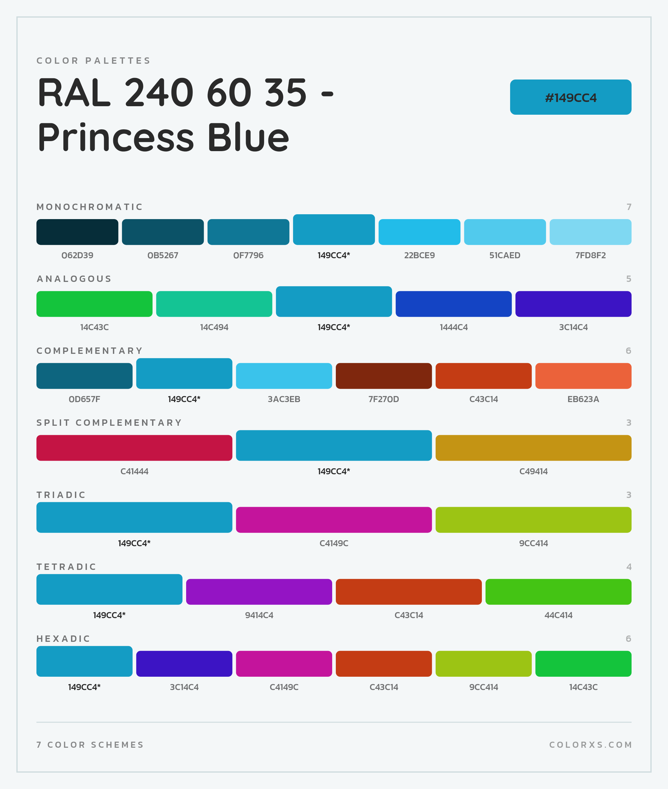 RAL 240 60 35 - Princess Blue Color Scheme Palettes